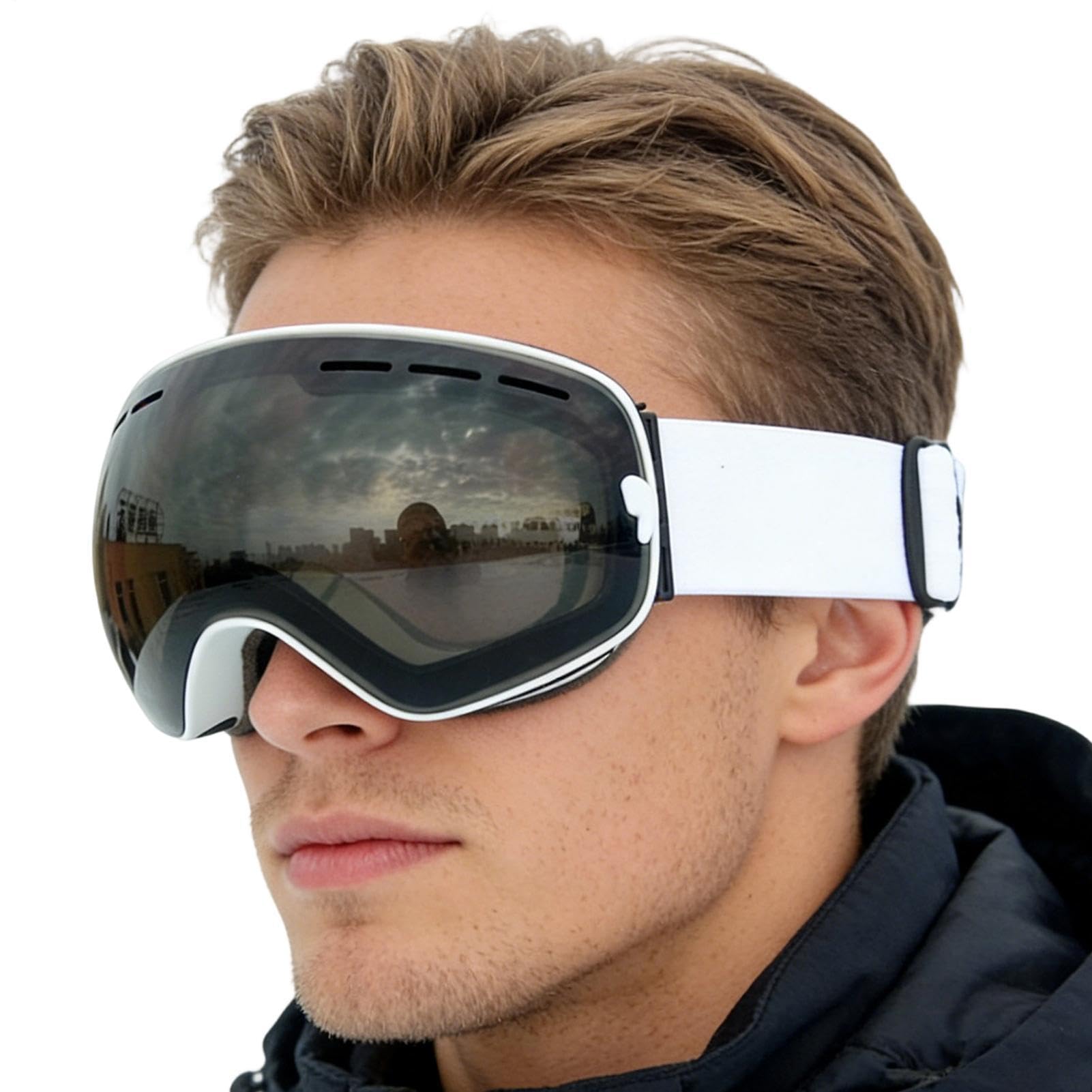 Occhiali da snowboard – Protezione UV anti appannamento – Maschera per lenti grandangolari – Occhiali da sci con cinturino regolabile, montatura antiurto | Sistema Clear Vision Uso esterno per