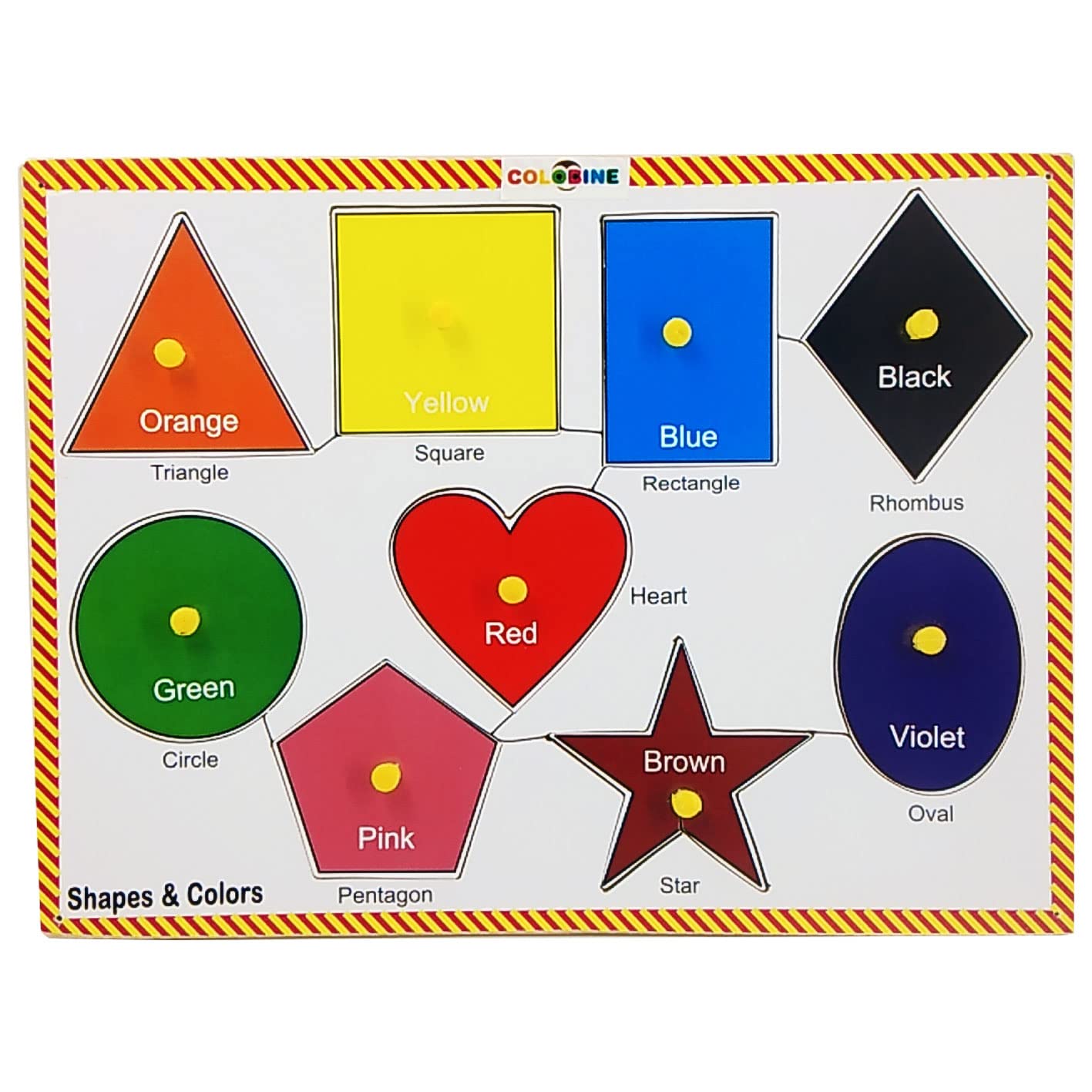 Colobine Wooden Geometrical Shapes Identification Toy for Kids|Basic Shapes Knowledge|Multicolour|Educational & Learning Toy|Kids Age 3 Year & Above|Best Gifting Option