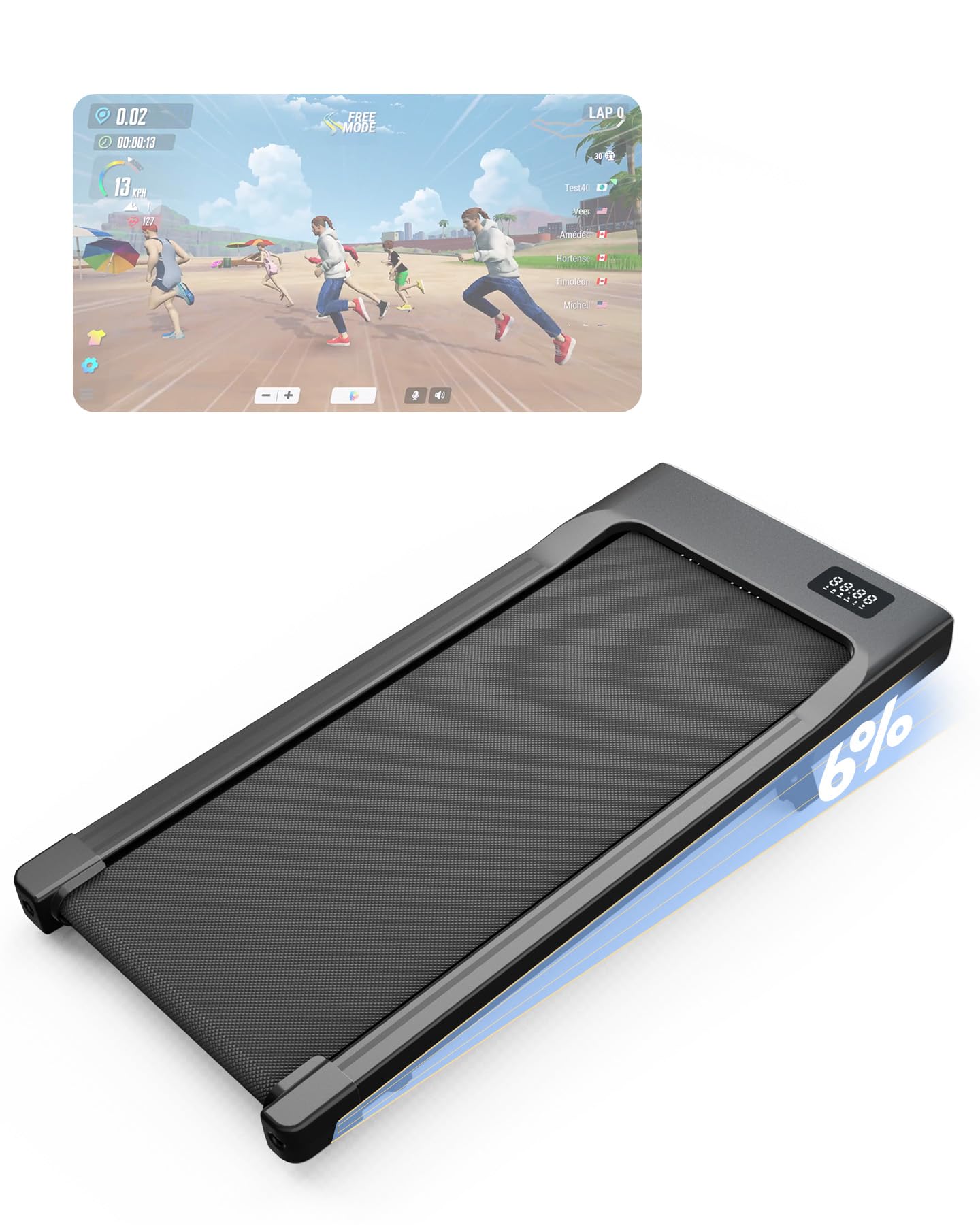 Lacuffy Walking Pad with 6% Incline, Under Desk Treadmill Max 136kg, Walking Treadmill Smart App Control 2.5HP with AI Training and Multi-Runner Races — image 1