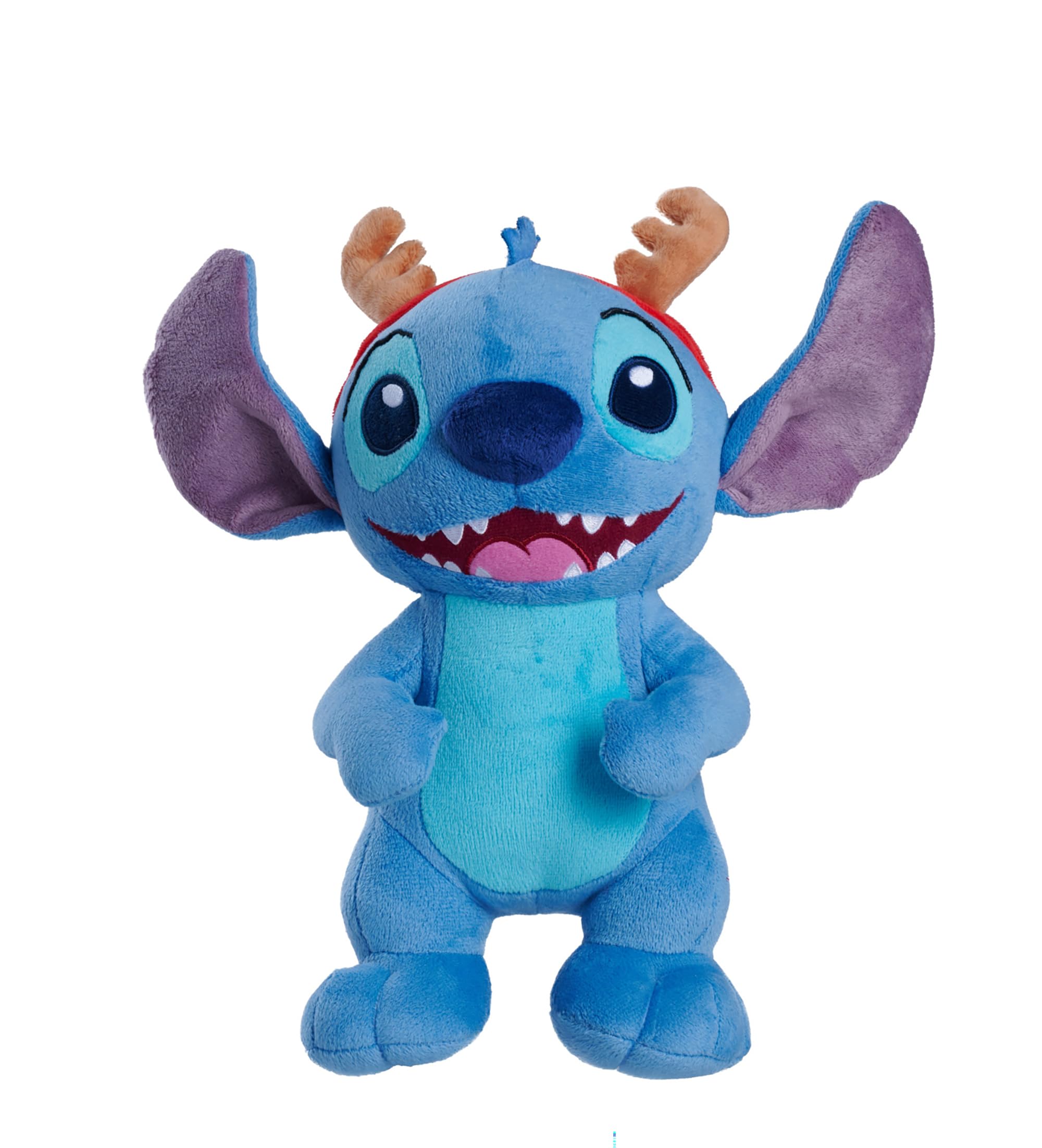 Disney Stitch with Antlers Christmas Plush 25cm tall cuddly character for snuggles or play