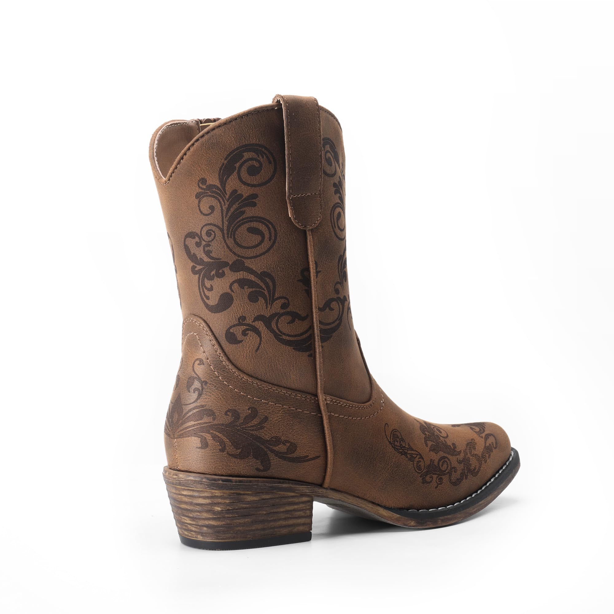 DREAM PAIRS Stivaletti da donna Cowboy Cowgirl western bassi tacchi grossi punta quadrata autunno stivaletti corti scarpe