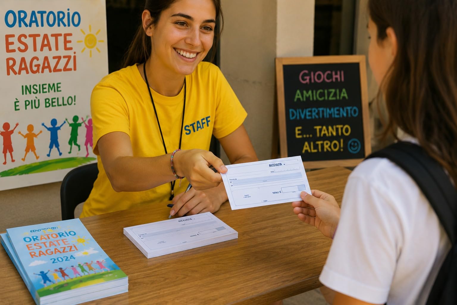 Blocchetti Ricevute Personalizzate 10×17 cm – 50 Blocchetti da 50 Ricevute Autoricalcanti in Duplice Copia – Personalizzazione con Timbro Inclusa – Per Oratori, Associazioni, Scuole ed Eventi