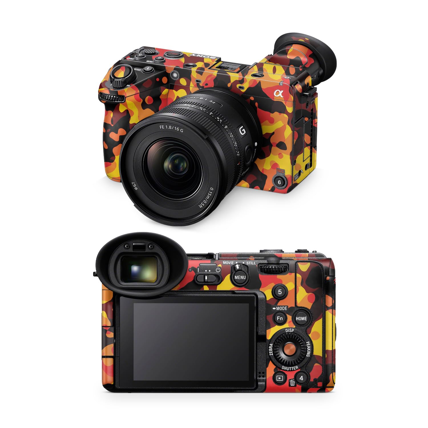 Camera Skin Compatible with Sony FX2 Digital Camera (2025) - Warm Modern Camo - Premium 3M Vinyl Protective Wrap Decal Cover - Easy to Apply | Crafted in the USA by MightySkins