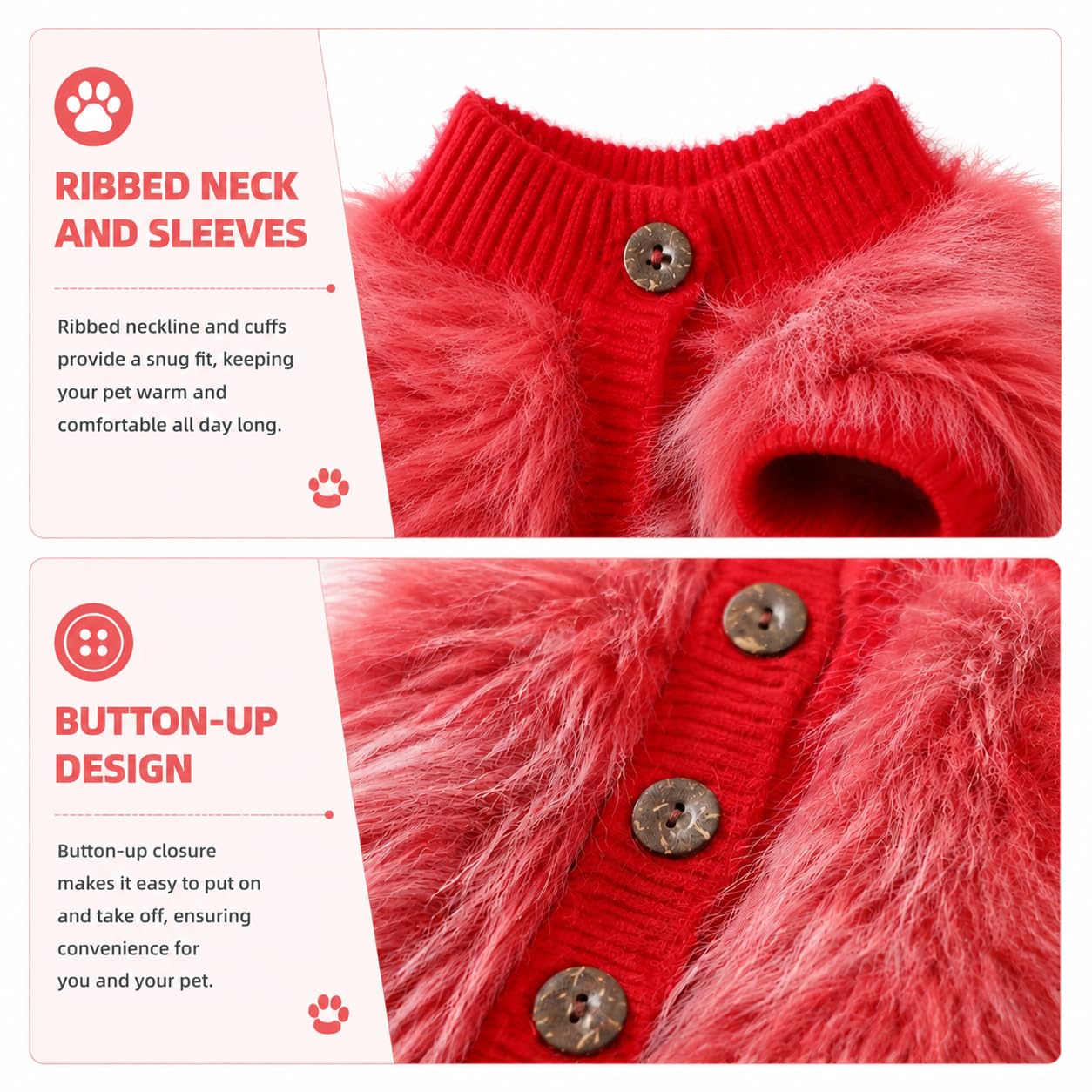 Pull chaud pour chiens de taille moyenne, vêtements pour animaux de | Tricot doux associé à une fausse fourrure moelleuse, facile à enfiler pour un usage quotidien, sorties et photos
