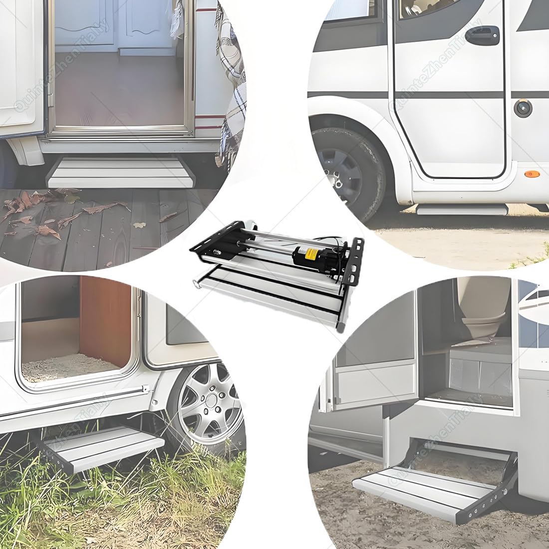 Gradino pieghevole per camper, in alluminio, con superficie antiscivolo, piattaforma retrattile per camper per una maggiore accessibilità, strato singolo