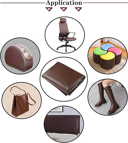 Miniatura 10 de Picheng Hojas de cuero sintético de vinilo tela de piel sintética suave marrón claro, impermeable, 54 x 36 pulgadas, tapicería de vinilo suave para