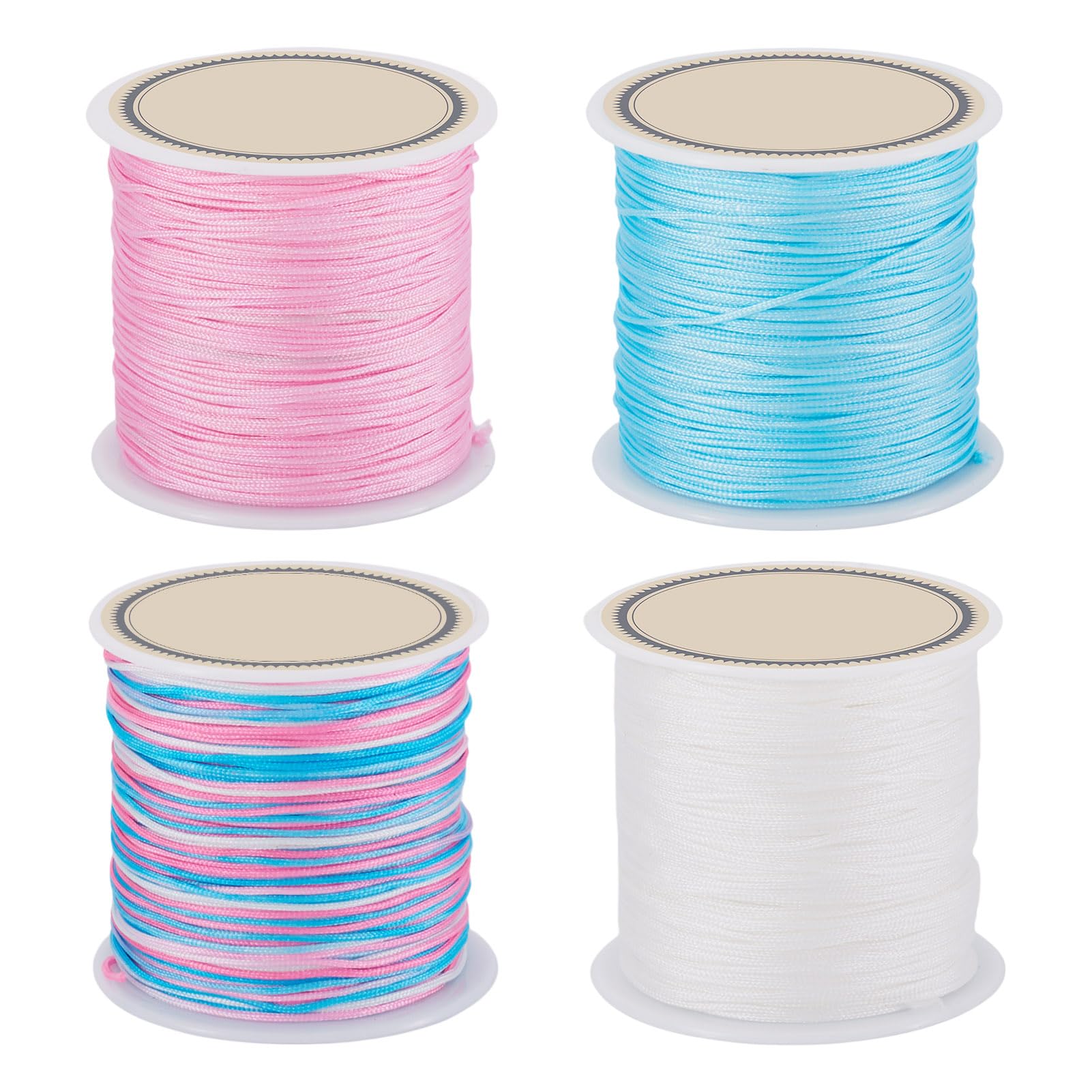 Bestewelry 4 Rolls 0.8 mm Segment Dyed Nylon Chinese Knotting Cord Nylon Thread String Macrame Cord for DIY Craft Bracelet Jewellery Making