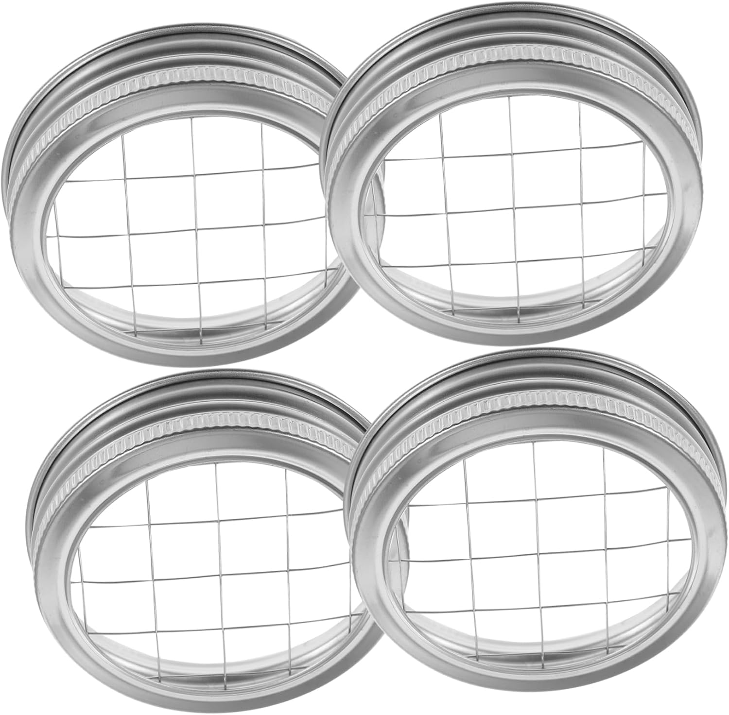 ARTIBETTER 4 tapas para tarros de masón, tapas de tarros de acero inoxidable, tapas de conservas de boca ancha, jarrón circular, tapa organizadora