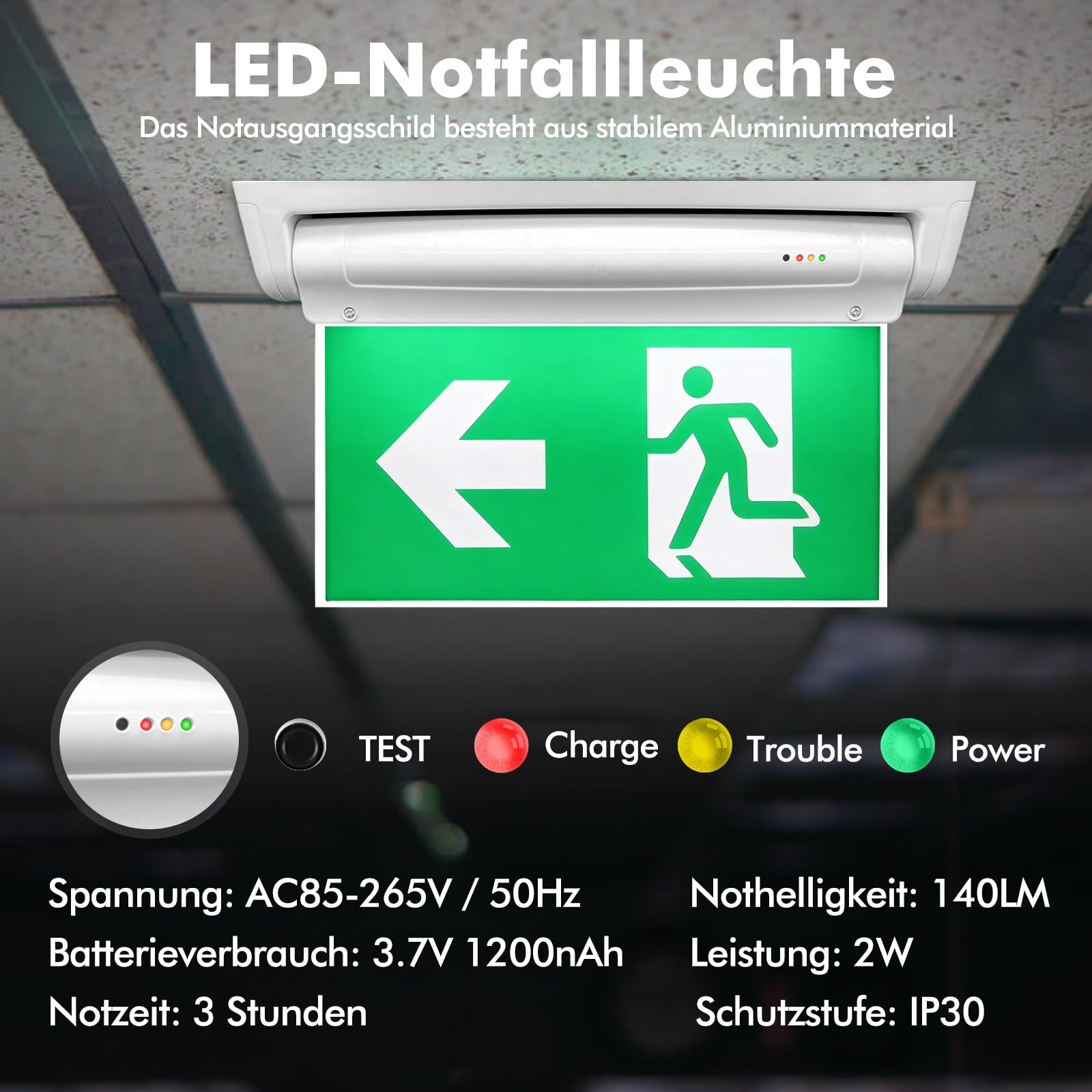 Panneaux de sortie de secours LED photoluminescents, éclairage de sécurité avec batterie 3h, 6 panneaux de sortie, longue durée lumineuse, signalisation issue de secours, chemin de fuite LED droite