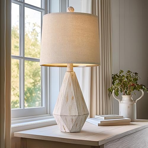 PoKat Lámpara de mesa de granja de 20.25 pulgadas para mesita de noche, lámparas de noche vintage, lámpara pequeña rústica, lámpara de mesa auxiliar