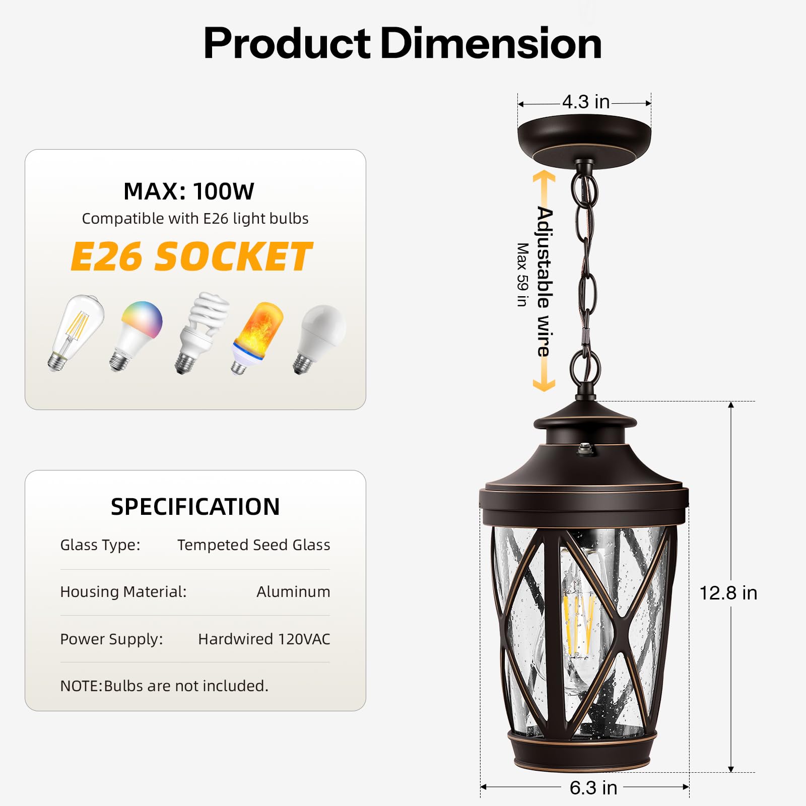 VIANIS Dusk to Dawn Outdoor Hanging Light, Bronze Exterior Pendant Light — Amazon image 9