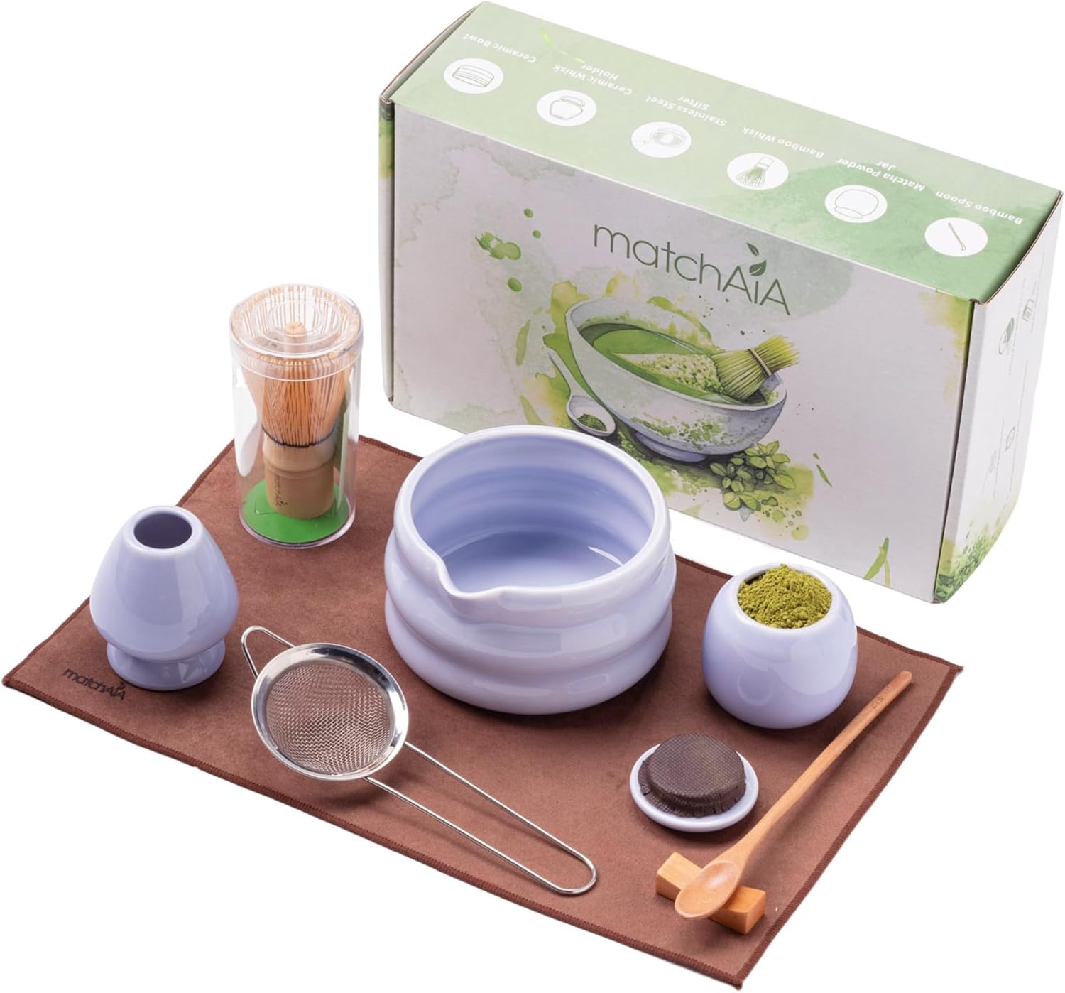 Matcha Whisk Set with Ceremonial Bowl and Sifter