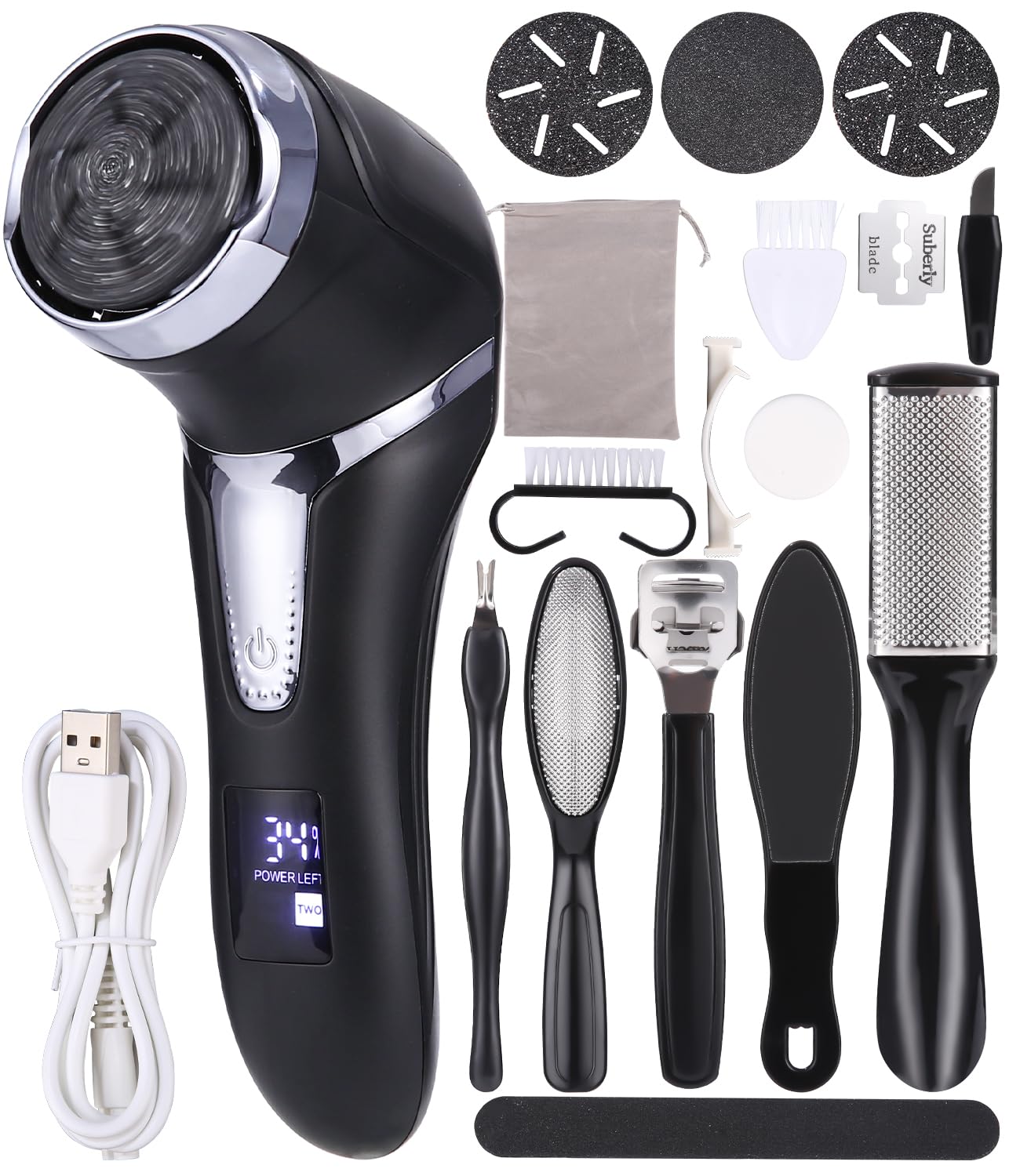 Râpe électrique Pour Pieds FRcolor - 3 Têtes, Anti-callosités, Rechargeable USB, Neuve