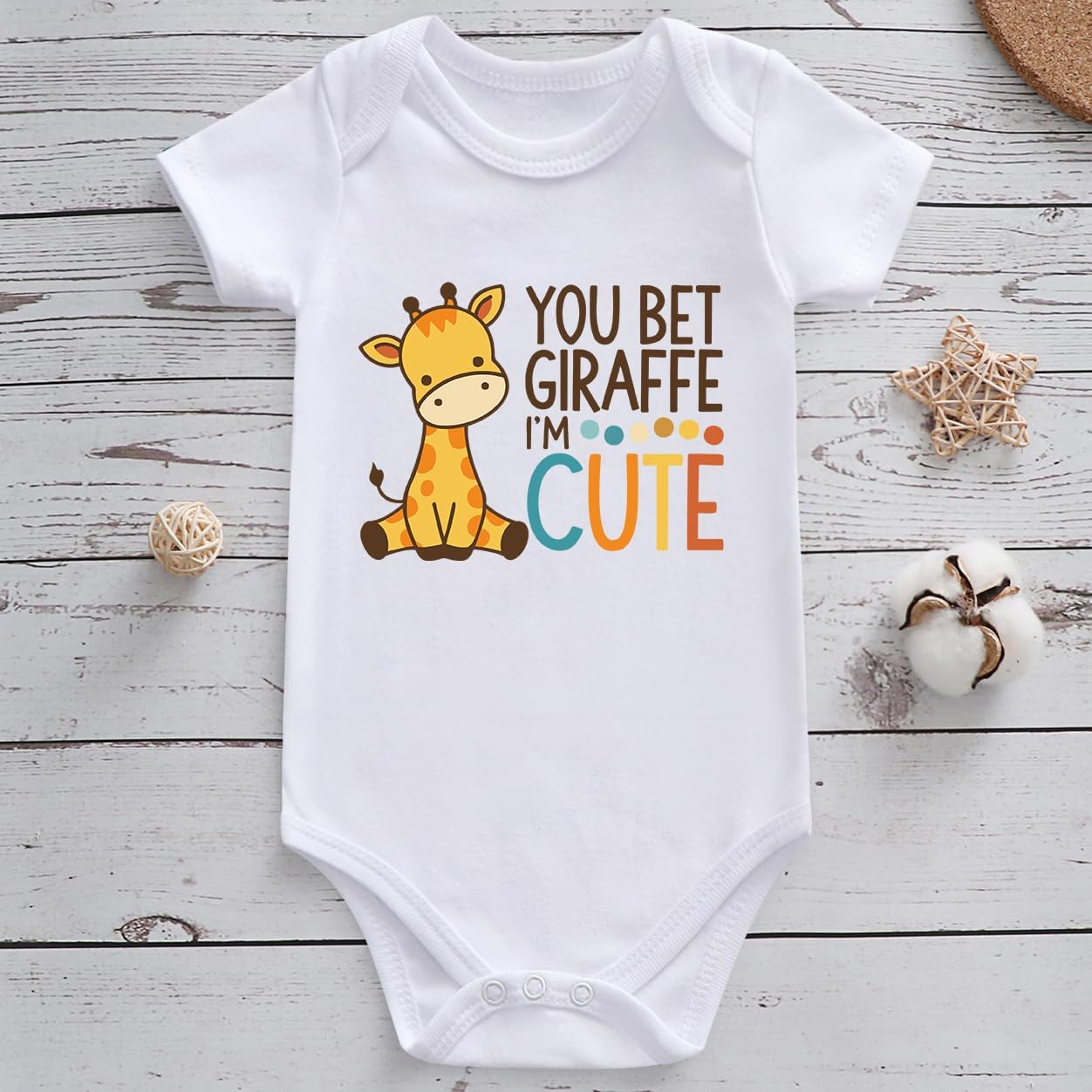 i'm cute giraffe Baby Clothes gender neutral girl boy bodysuits
