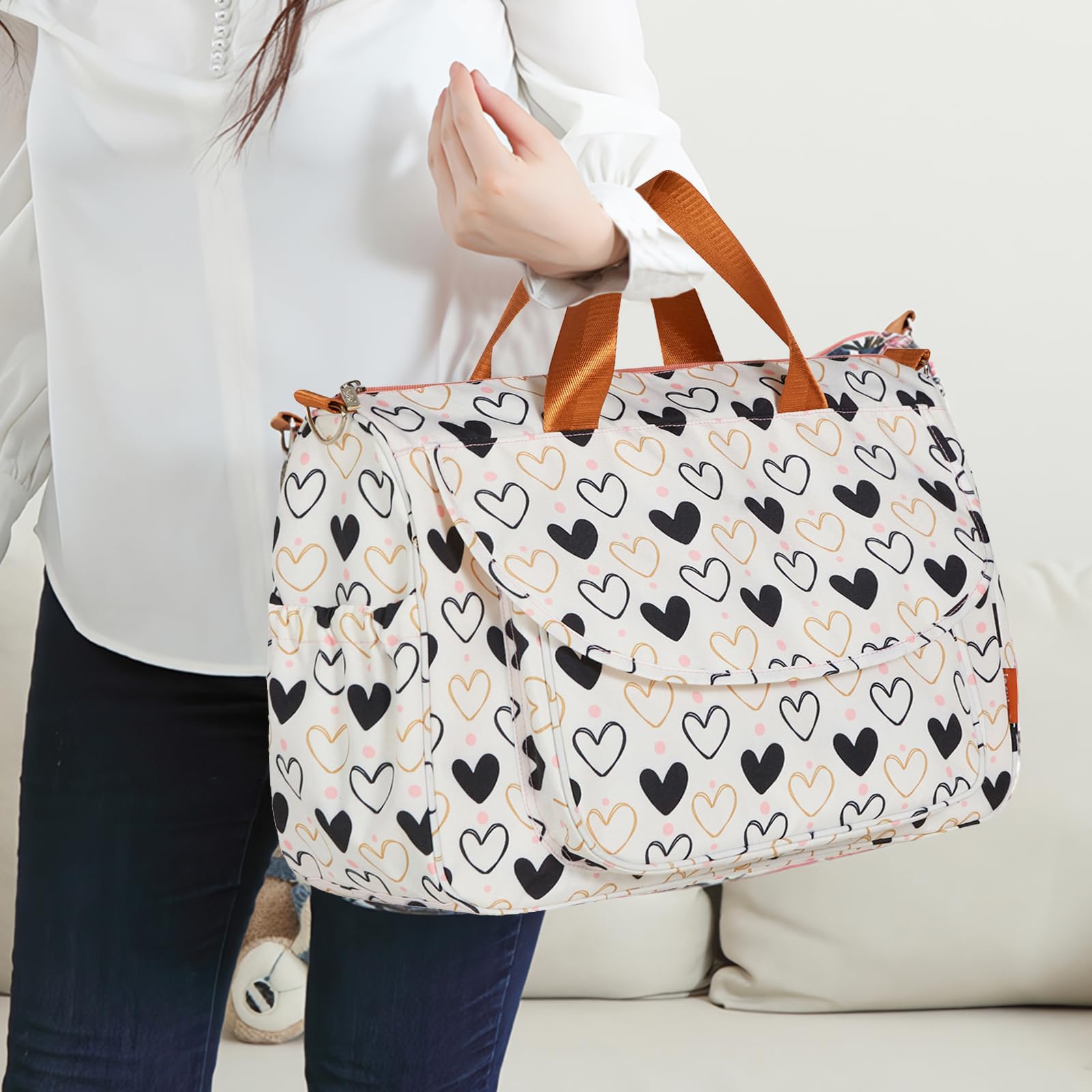 SONARIN Gran Capacidad Elegante Bolsa de Pañales para Bebé,Maternidad Messenger Impermeable Bolso Bandolera de Cambio Bolsa de Viaje para Pañales con Correa de Hombro & Cambiador