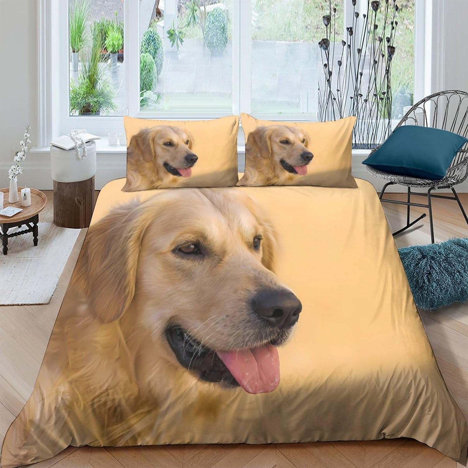 Ctjqhvkz Style-5 3D Printed Golden Retriever Fitted Sheet Microfiber Soft Breathable Dog Pattern Mattress Cover For Bedroom Dorm Decor Single（135X200cm）