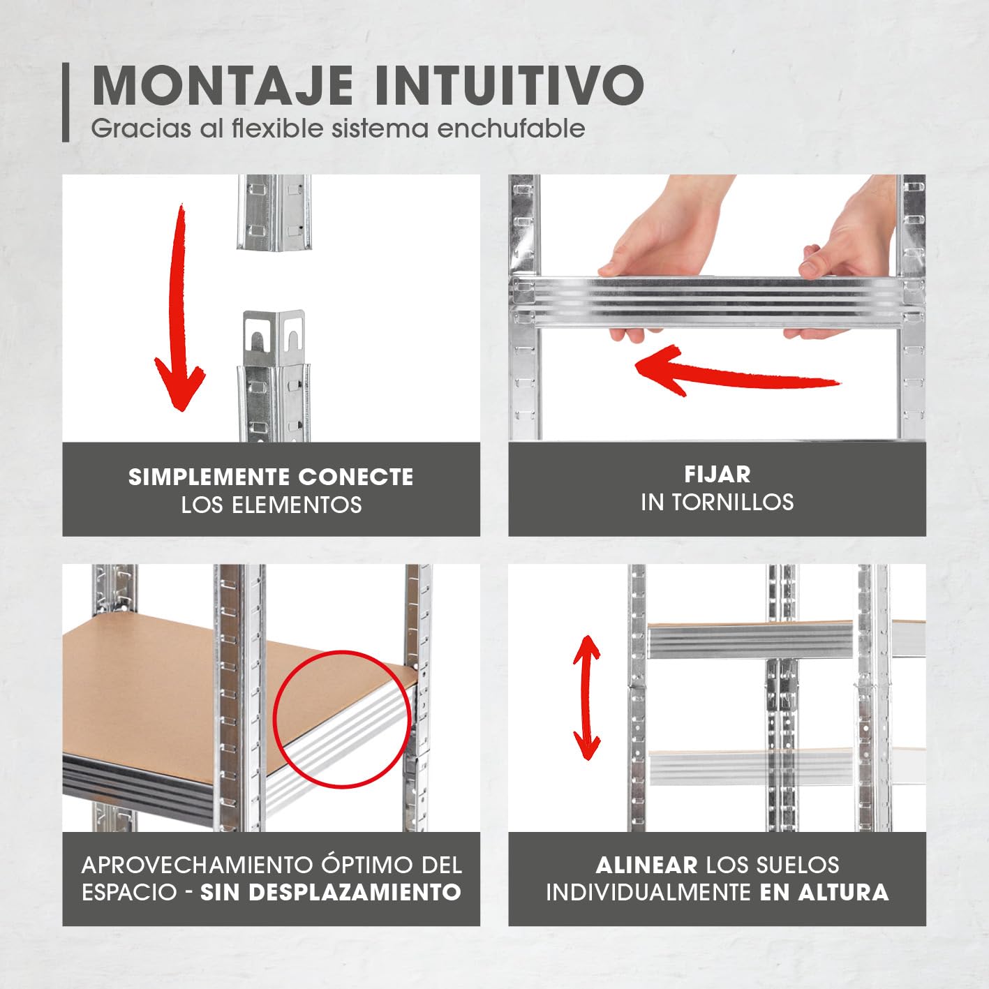 EASYmaxx - Estantería para Cargas Pesadas (40 x 40 x 180 cm, Carga máxima 875 kg y 175 kg por Nivel | Banco con 5 estantes Ajustables | para sótano, Garaje