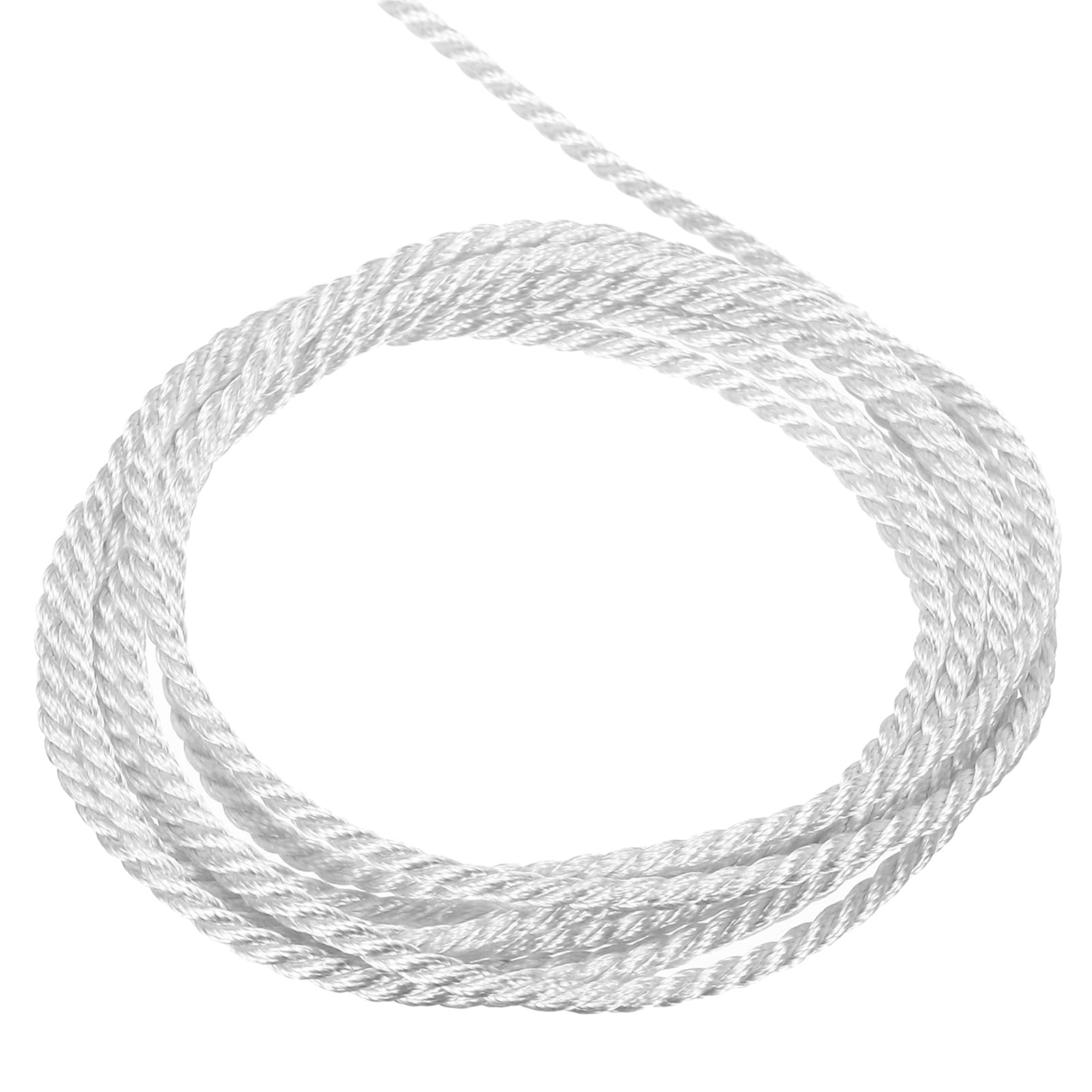 sourcing map Twisted Cord Trim, 11 Yard 2mm 3-Ply Twine Braided Rope Shiny Thread String for Craft Gift Bag Curtain Christmas Decor, White - 10m โ image 1