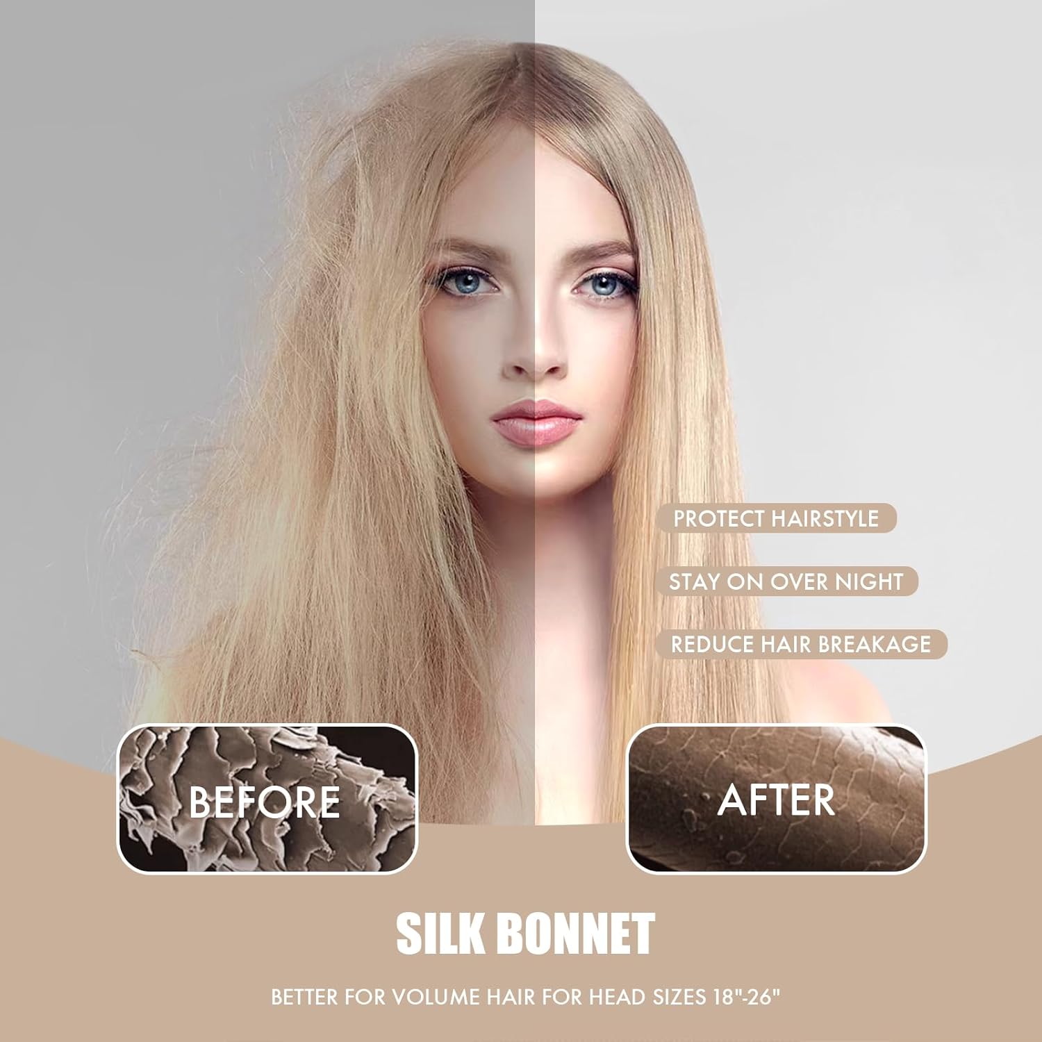 Silk Bonnet for Sleeping Women, Adjustable Soft Satin Lined Bonnet with Tie Band, Double Layer Sleep Night Cap - Image 3