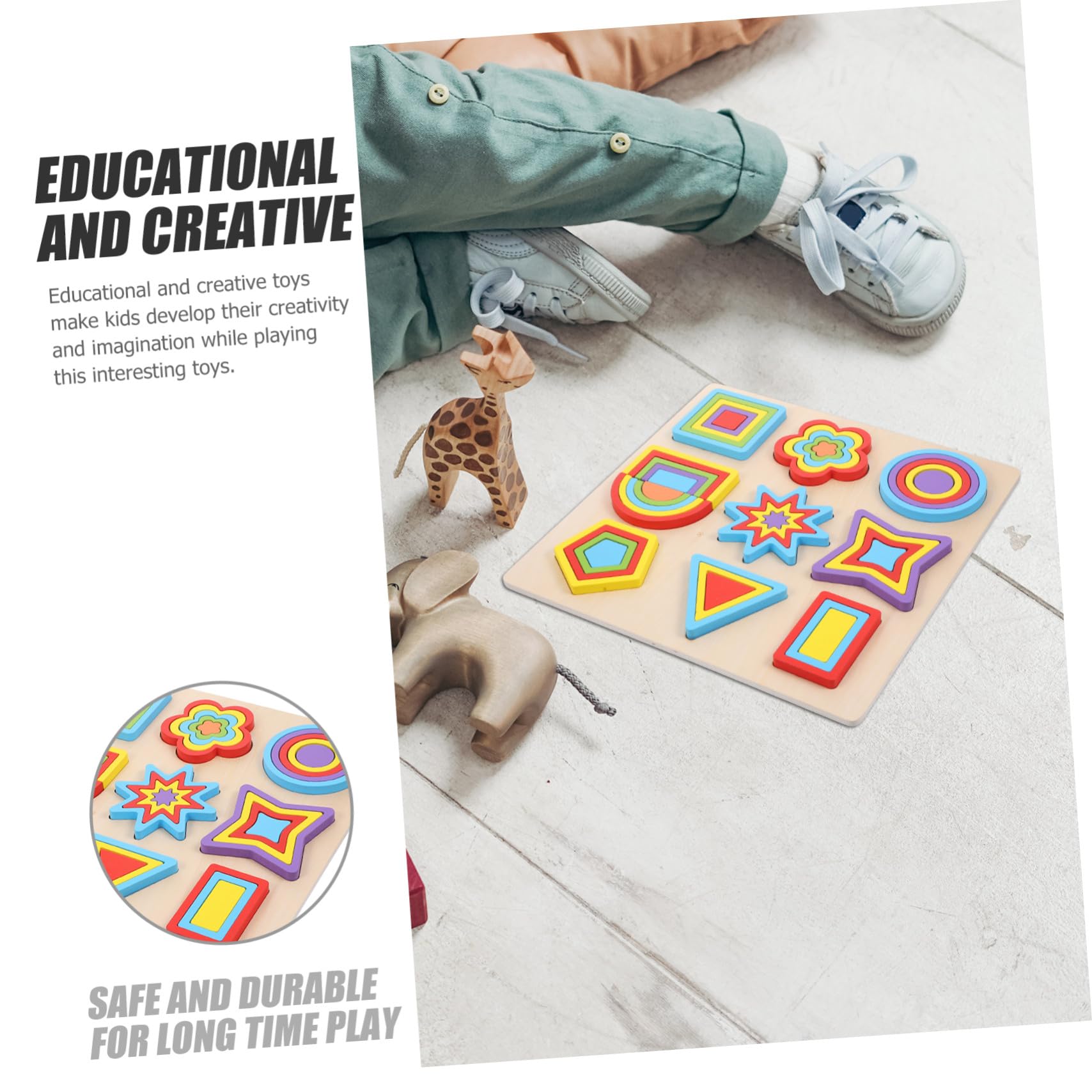 Bloques de Madera para Rompecabezas de Formas Geométricas Juguete Educativo Montessori de Desarrollo Motricidad Fina y Creatividad Seguro y Duradero para Bebés y Pequeños
