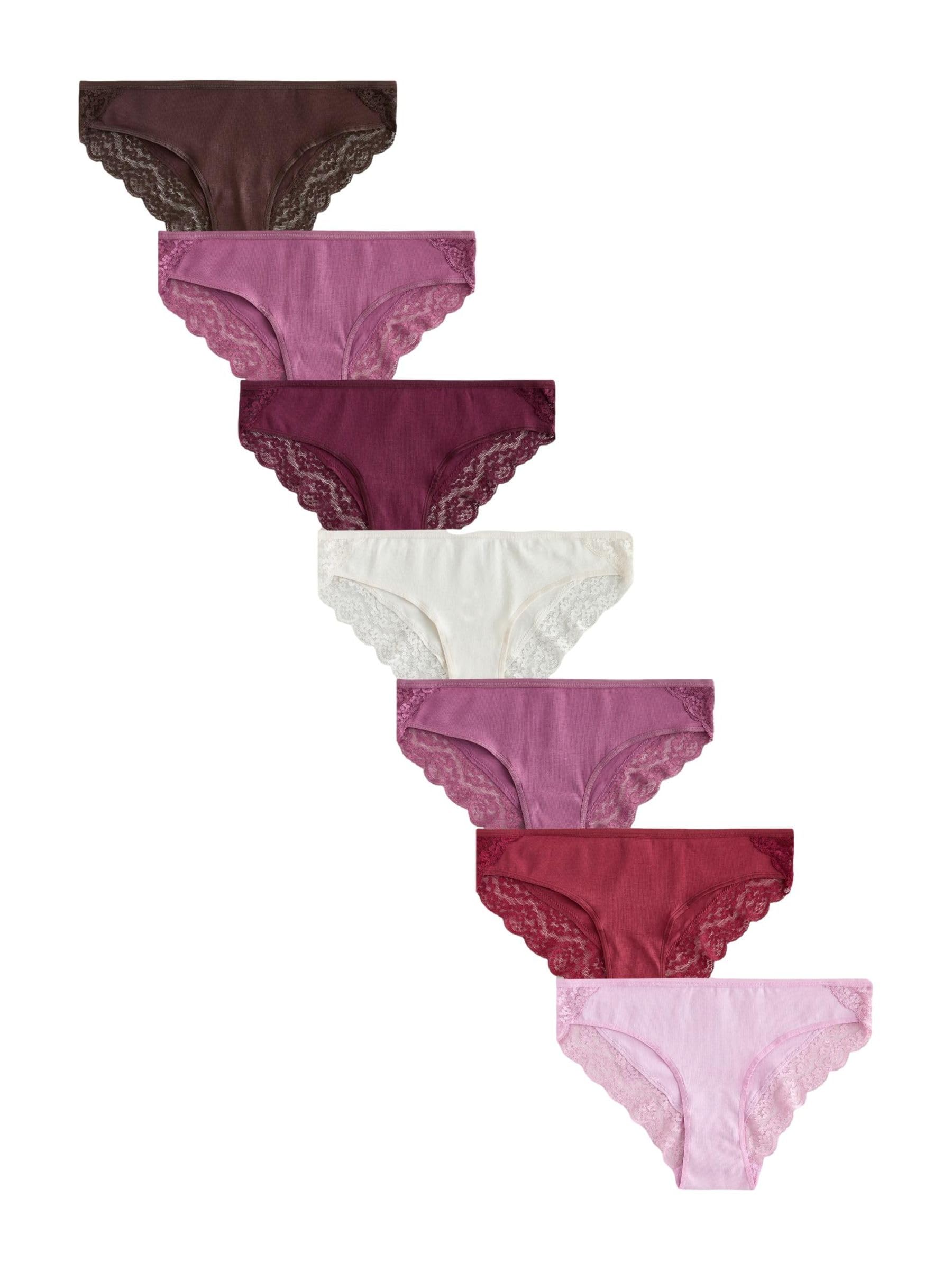 NEXT Mujeres Pack de 7 Braguitas brasileñas de algodón y Encaje