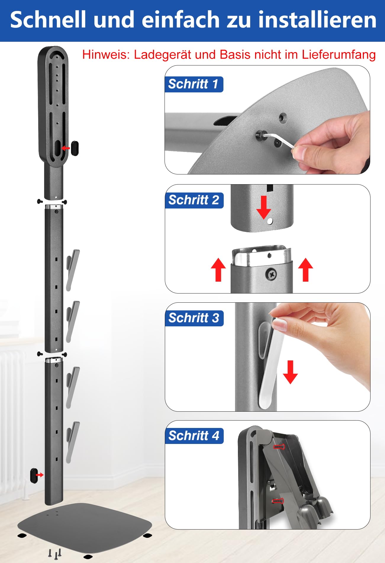 Soporte Para Aspiradora Compatible Con Dyson Gen5 V15 V12 V11 V10 V8 V7 V6, Soporte Independiente Sin Taladrar, Estable Para Guardar Accesorios Y Estación De Carga, Acero Al Carbono | Soporte de suelo estable para V16 Gen5 V15 V12 V11 V10 V8 V7 V6