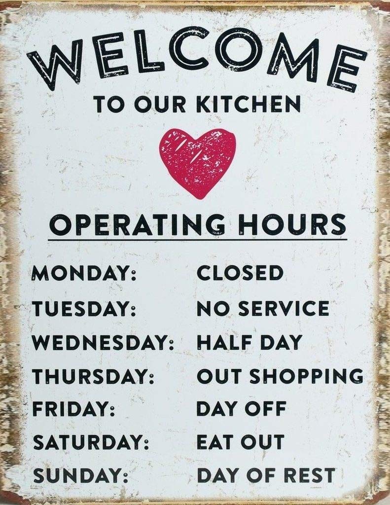 BigBazza Novelty Retro Vintage Wall tin Plaque 20x15cm - Ideal for Pub shed Bar Office Man Cave Home Bedroom Dining Room Kitchen Gift - Rules Sign Operating Hours Café Coffee Shop funny Metal Sign