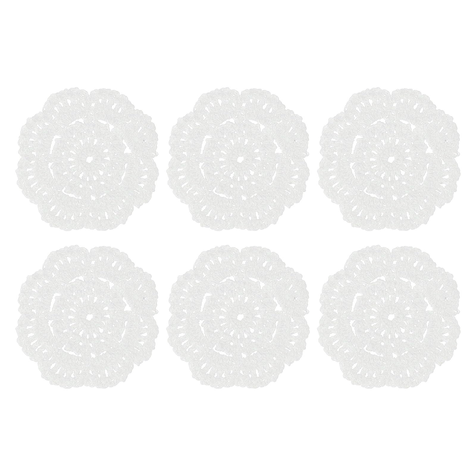 sourcing map 6Pcs Crochet Doilies Handmade Tray Doilies 4" Round Cloth Placemats Lace Coasters for Crafts, Daily Use, Festivals, Home Decoration, White