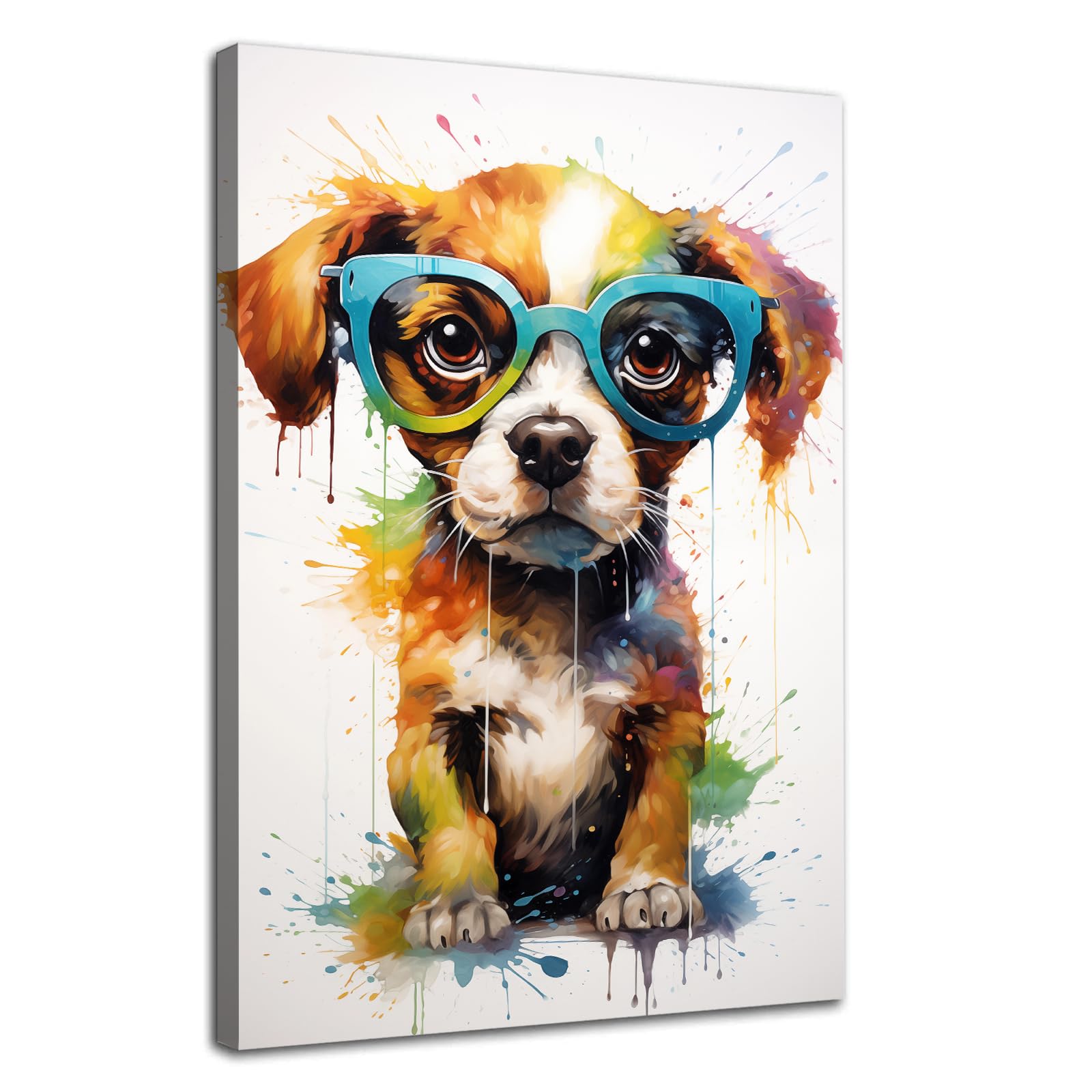 メガネをかけた犬のアクリル画 Amazon.co.jp: XBUMHOAL 眼鏡をかけた犬 キャンバスウォールアート