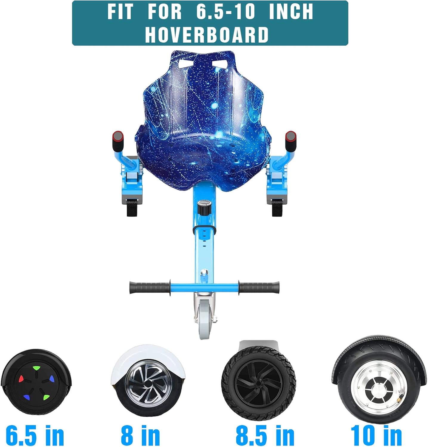 Hoverboard Kart Send Attachment for all ages | Accessories for hoverboard compatible with car scooter -6.5 '8' 8.5 '' 10 '' two wheels | Adjustable frame length | Blue 4 713lRSy0JcL. AC SL1500
