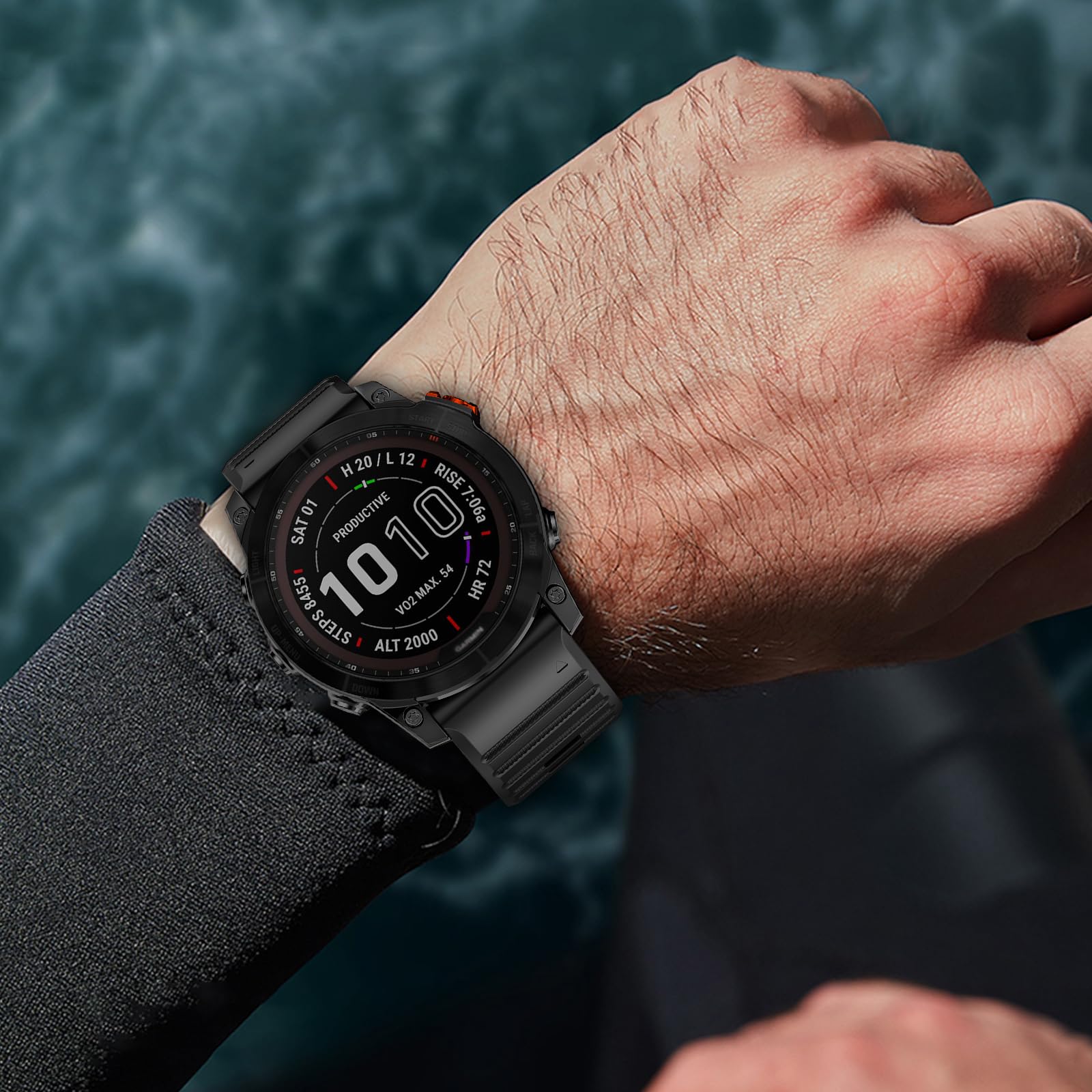 Cinturino in silicone Quickfit compatibile con Garmin Fenix 8 51 mm/Fenix 7X/7X pro/6X/6X pro/5X/5X plus/3/3 HR,26 mm Sport Cinturino di ricambio per Descent Mk2i/Mk3i/Tactix 8 AMOLED 51 mm
