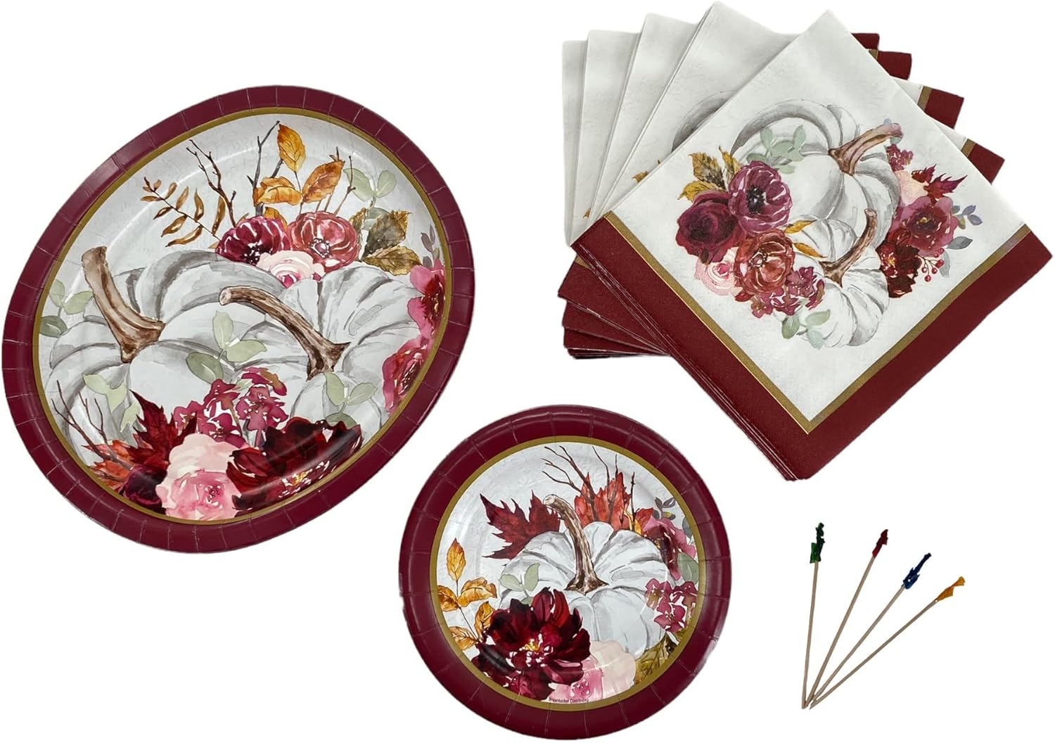 Fall Dinnerware Set Disposable Dishes Includes 12 Oval