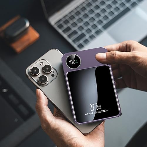 Miniatura 4 de Almohadilla de carga, magnética inalámbrica para teléfono, banco de carga rápida de 20000 mAh con soporte para dispositivos, función de carga