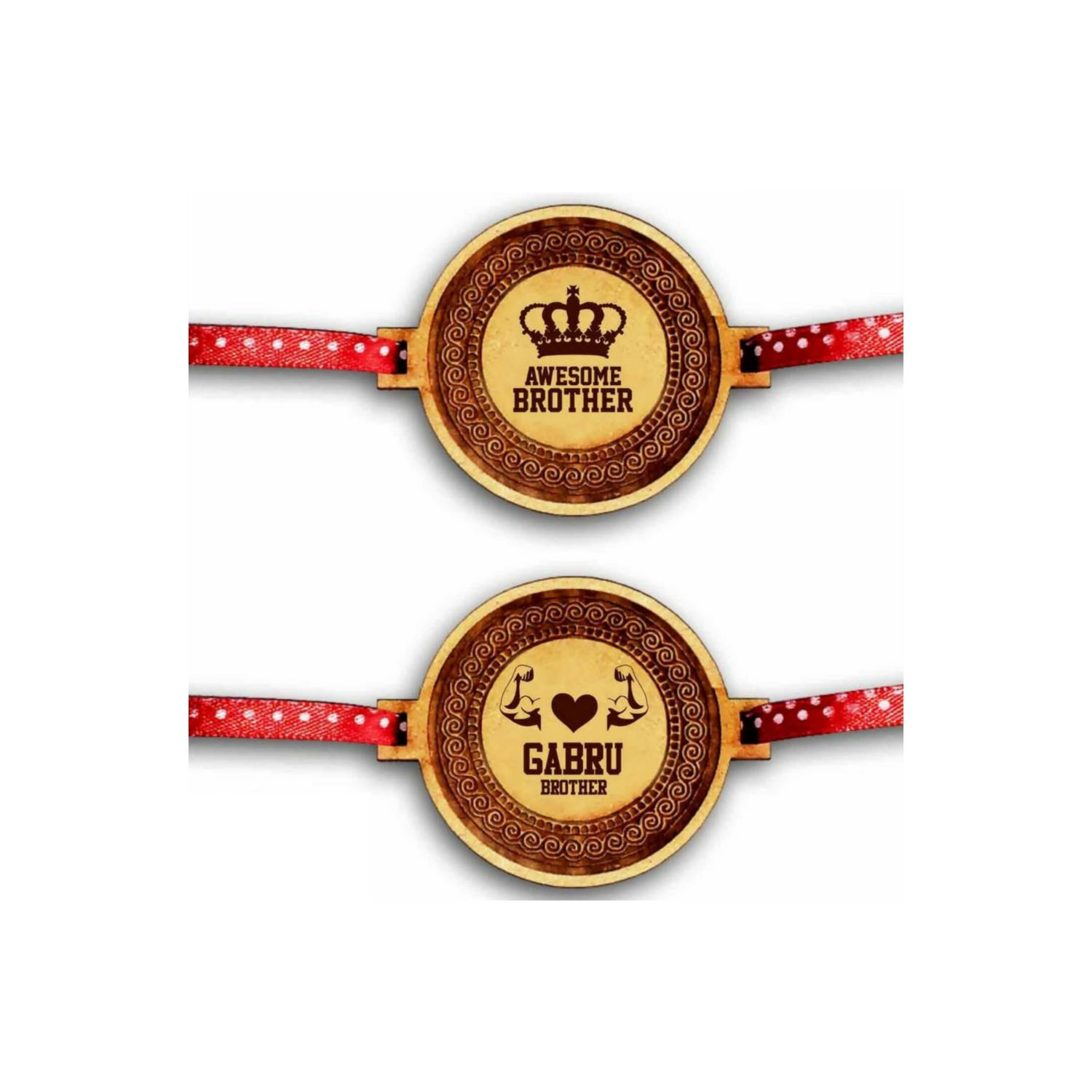 TheYaYaCafe Yaya Cafe Wood Engraved Awesome Gabru Raksha Bandhan Family Rakhi for Brother (Combo Set of 2)