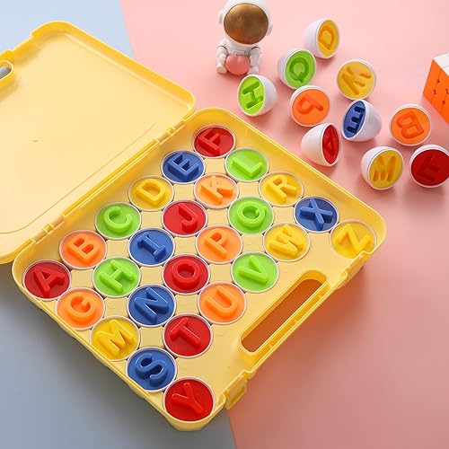 Miniatura 6 de gbayle Letras a juego de huevos 26 piezas ABC juguetes alfabético educativo de reconocimiento de color y forma clasificador rompecabezas habilidades