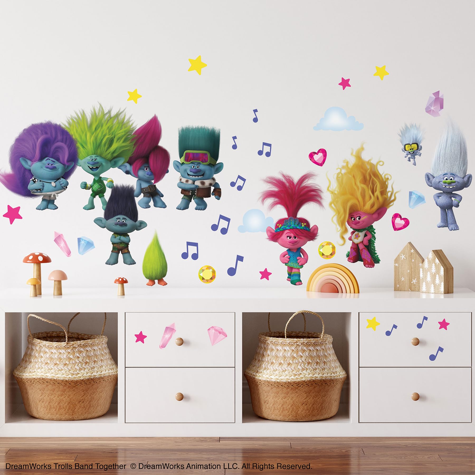 Trolls 3 Band Together with Glitter Wall Decals, Purple, 19.5-in X 34.2-in - Image 3