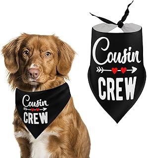 Cousin Crew Fall in Love Funny Dog Bandanas Triangle Scarf Cute Pet Bibs Kerchief for Small Medium Large Pets