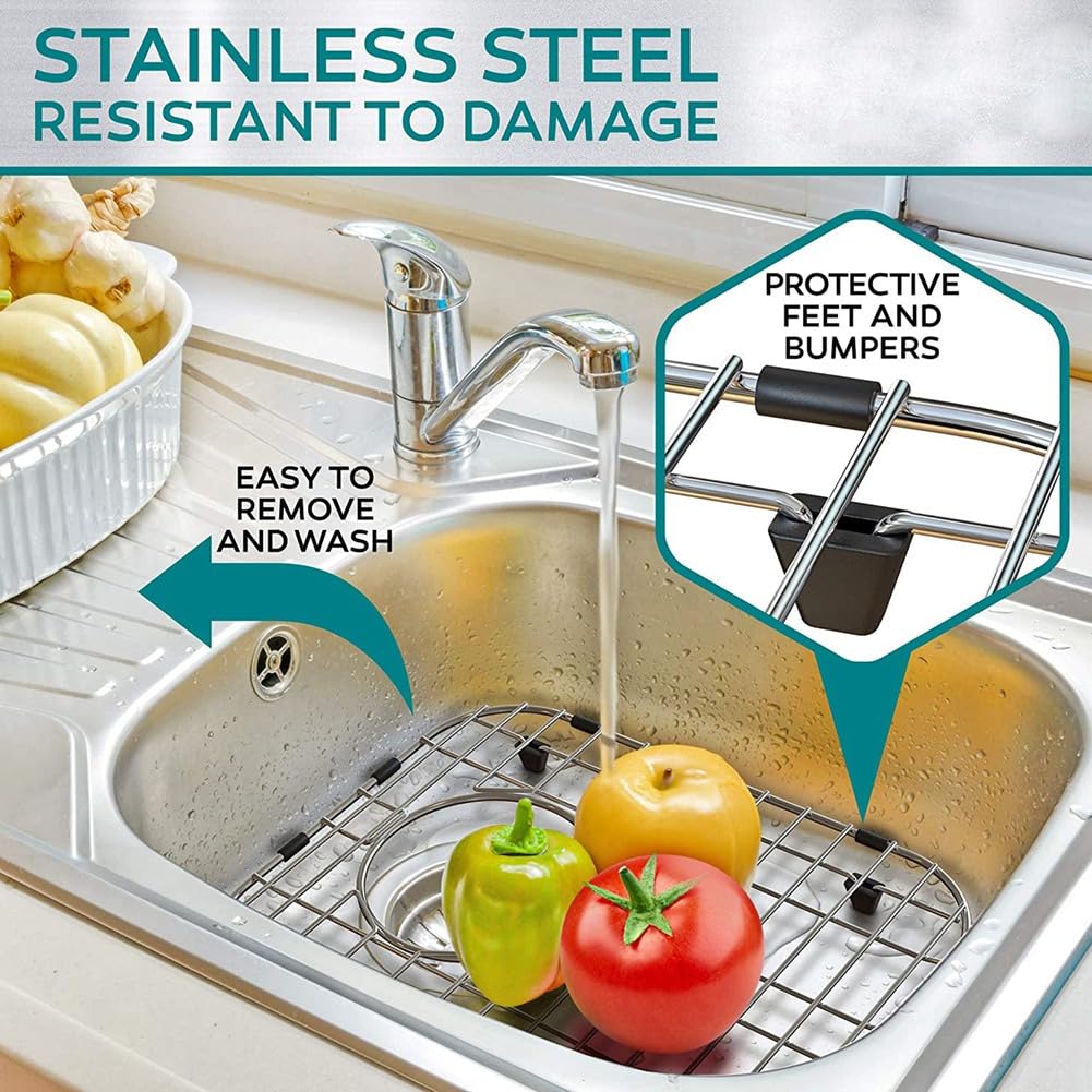 Lisher - Juego de 2 protectores de para cocina, rejilla de de acero inoxidable para fondo de , rejilla de fondo para platos