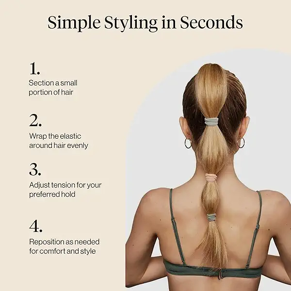 Kitsch Nylon Hair Ties No Damage - Stretchable Hair Bands for Strong All-Day Hold, Ponytail Holders | Hair Accessories for Girls | Ideal Gifts for Women - Neutral 12 Pcs 7
