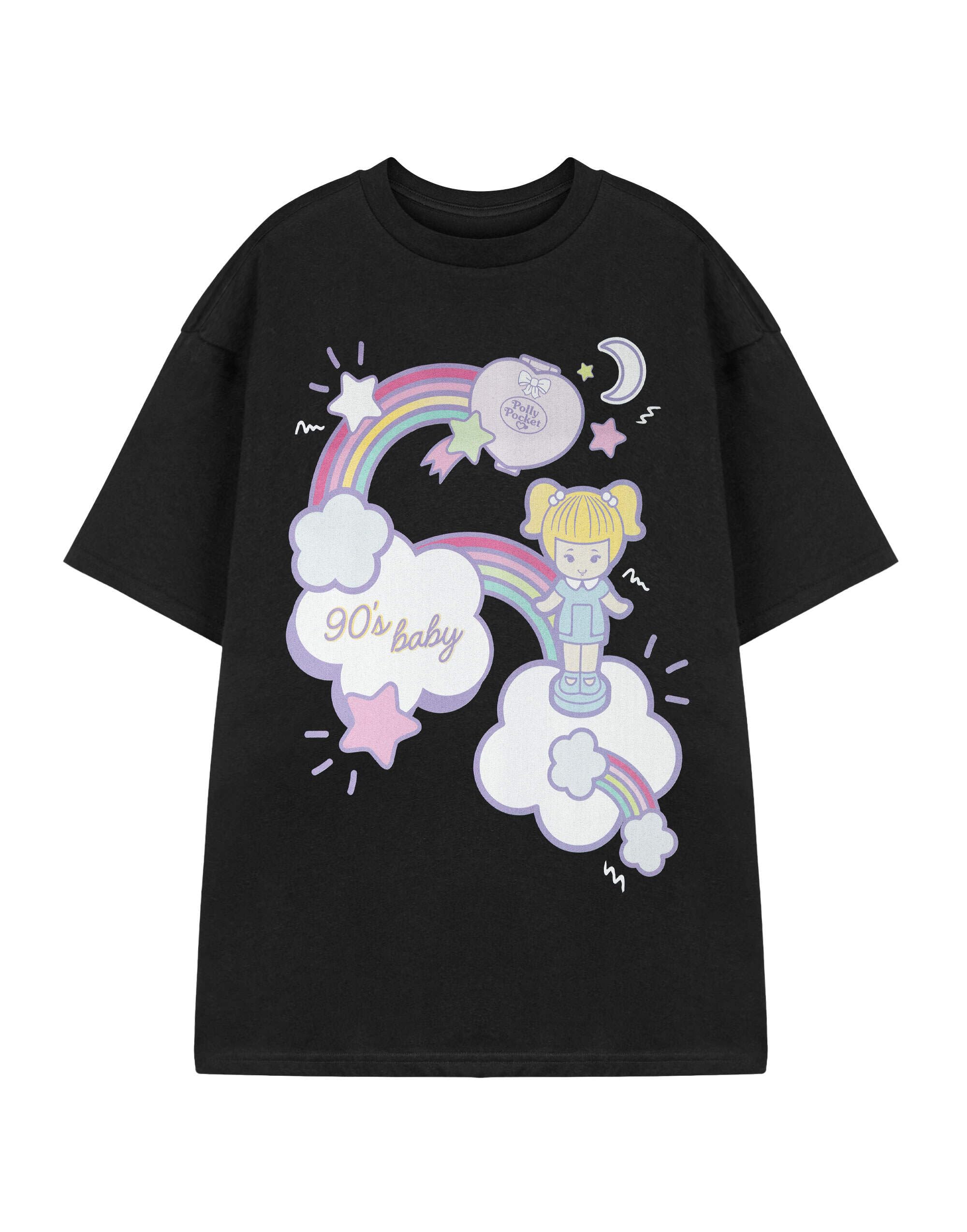 Vanilla Underground Women's Black Polly Pocket 90'S Baby Short Sleeved T-Shirt - XXX-Large