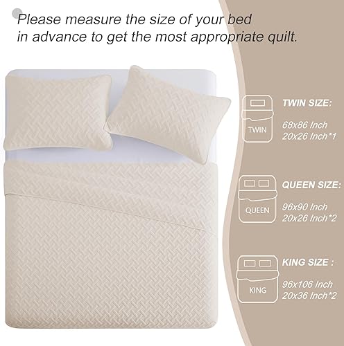 Miniatura 5 de Exclusivo Mezcla Juego de edredón tamaño Queen Matrimonial, colcha suave de hueso beige para todas las estaciones, juego de ropa de cama ligero y