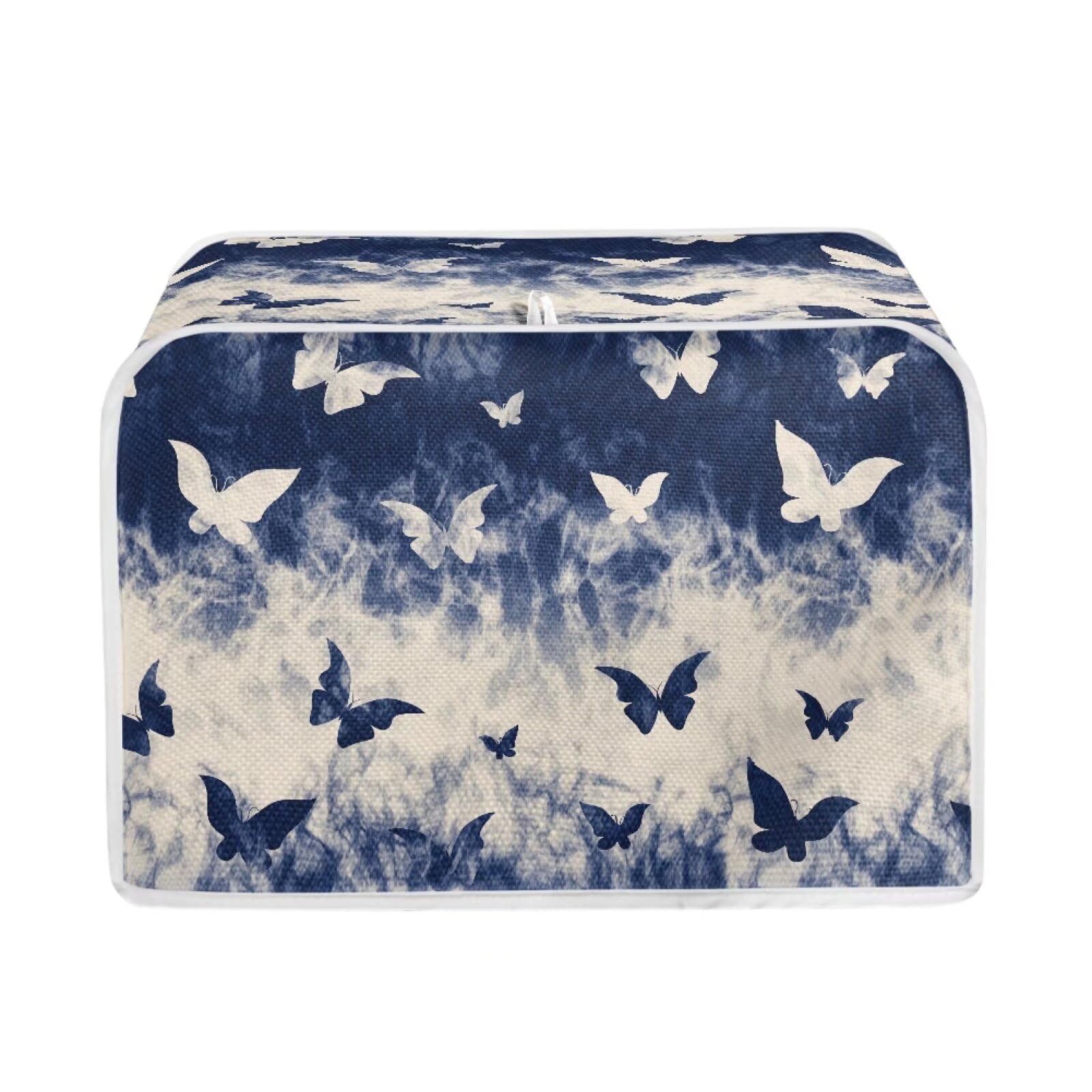 JEOCODY Blue Butterfly Toaster Bread Maker Cover Toaster Cover Fits for Most Standard 2 slice Toasters, Universal Size Microwave Oven Dustproof Cover Women Gift