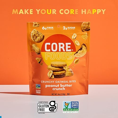 Miniatura 9 de CORE Bocadillos de galletas de alta fibra sin gluten  Galletas crujientes a base de plantas saludables y de fibra de avena  Paquete de 3  Bolsas de