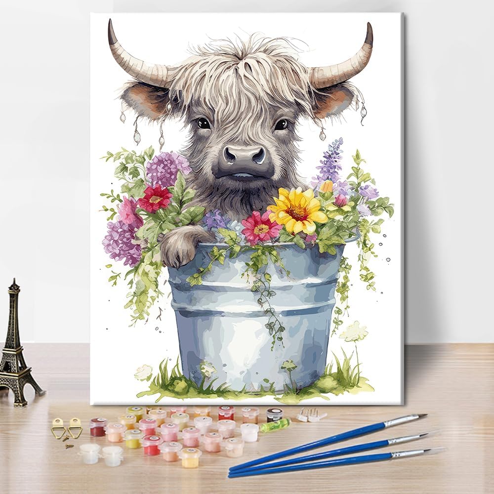 TUMOVO Paint by Numbers for Adults Highland Cattle Adults