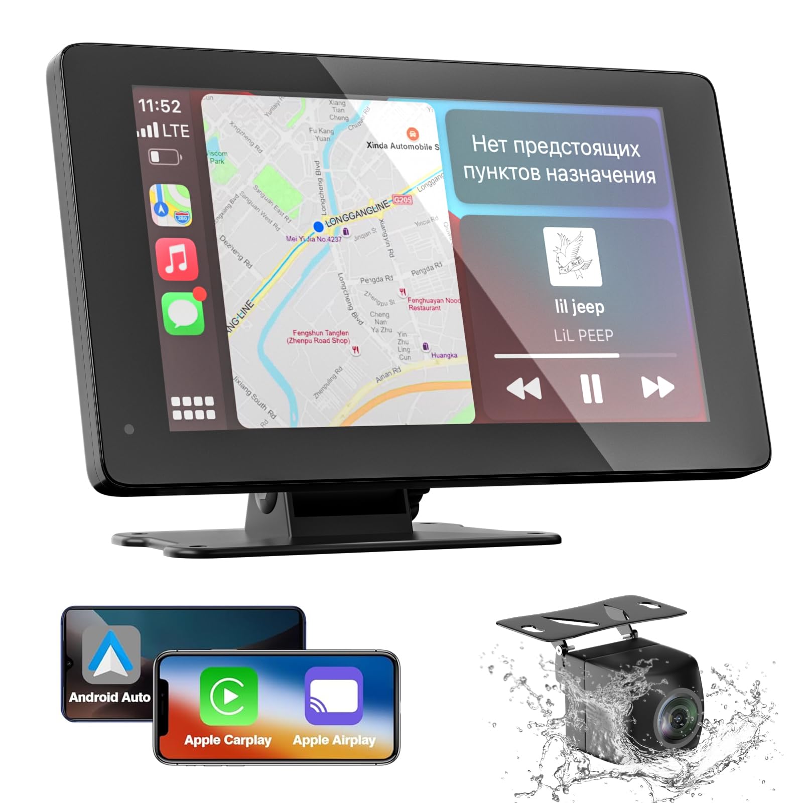 7" Wireless Portable Car Play Screen for Apple CarPlay & Android Auto,Portable Touch Screen GPS Navigation for Car,Car Audio Receivers with Bluetooth,Airplay,AUX,Screen Backup Camera