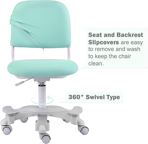 Miniatura 16 de Silla ergonómica de escritorio para niños, silla de computadora de oficina para estudiante, altura ajustable y profundidad del asiento, reposapiés