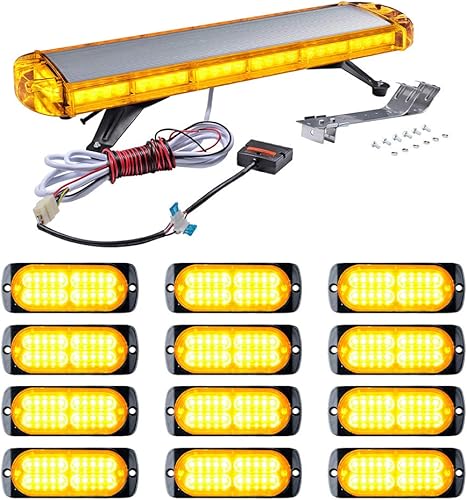 Corp Combo ámbar multifunción advertencia de emergencia 30 pulgadas 56-LED barra de luz superior de techo y 12 x 20 LED SYNC lámpara intermitente