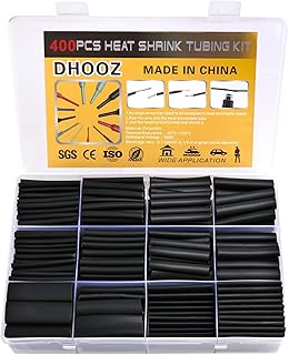400 Pcs Wire Heat Shrink Tubing Kit With Adhesive lined, Industrial Heat-Shrink Tubing for Wires, 3:1 Marine Grade Heat Shrink Wrap, Premium Large Electrical Waterproof Heat Shrink Tape-Black by DHOOZ