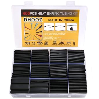 400 Pcs Wire Heat Shrink Tubing Kit With Adhesive lined, Industrial Heat-Shrink Tubing for Wires, 31 Marine Grade Heat Shrink Wrap, Premium Large Electrical Waterproof Heat Shrink Tape-Black by DHOOZ