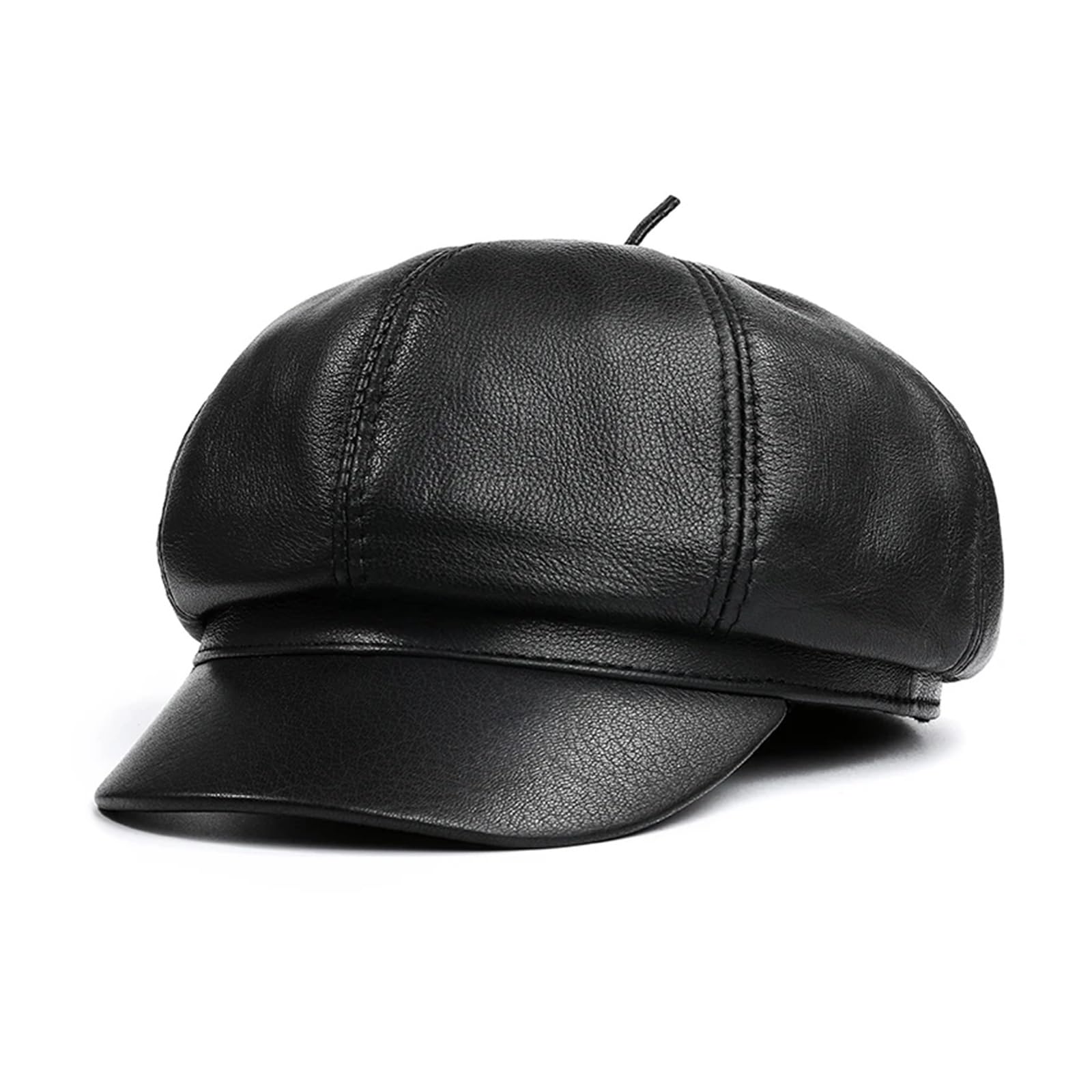 Men Genuine Leather Beret Duckbill Caps Women Universal Korean Fashion Octagonal Hat Male Black Painter Hats Femme
